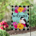 Farmhouse Chickadee with Check Garden Linen Flag