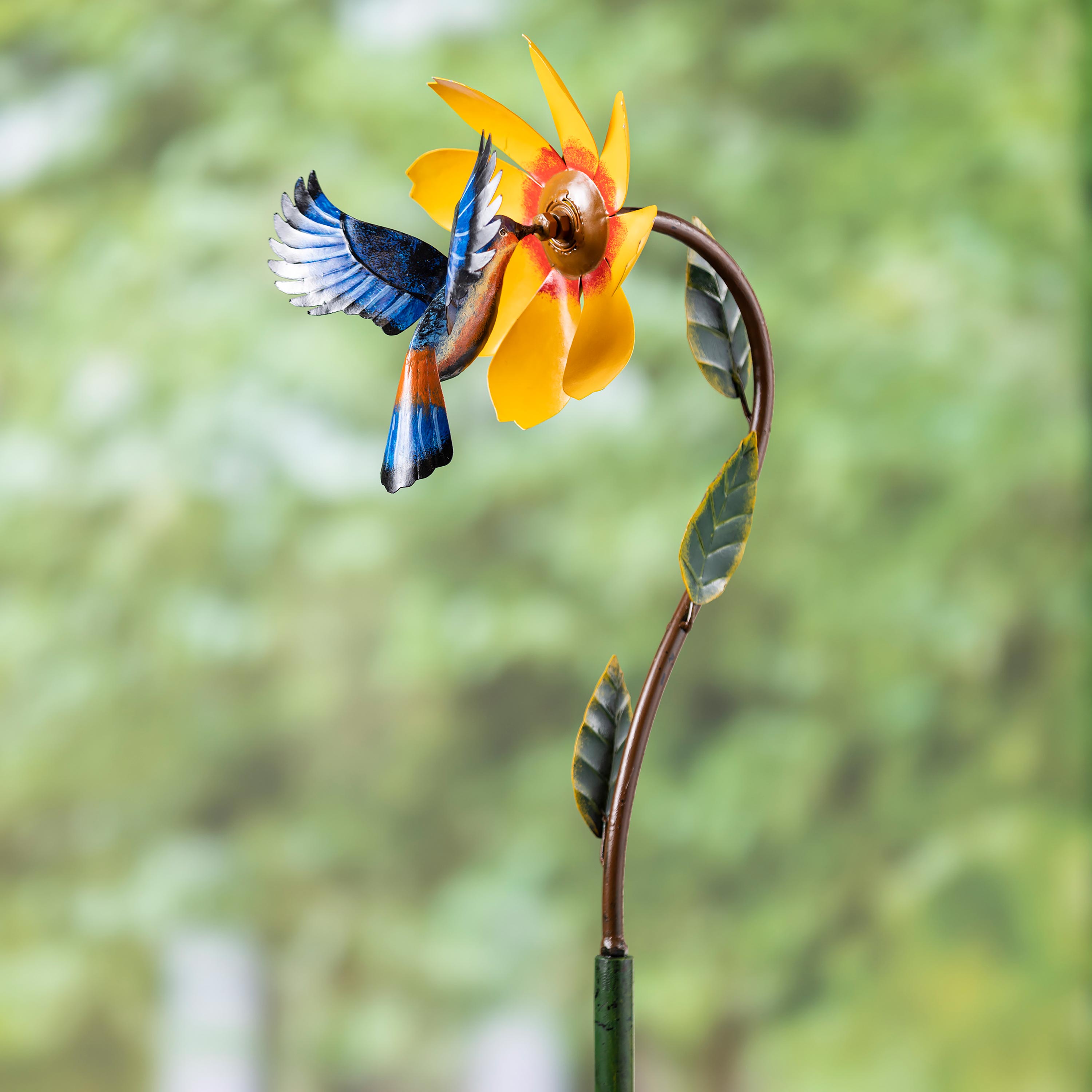 Metal Bird and Yellow Flower Spinner