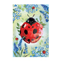 Cottage Garden Blue Florals Ladybug Applique House Flag