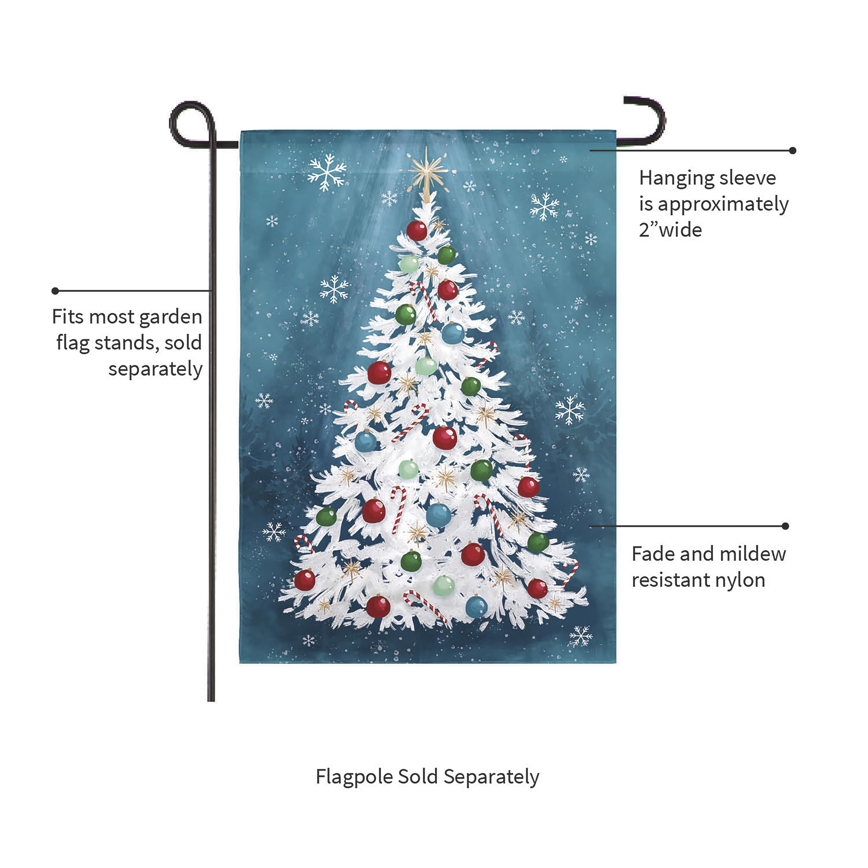 White Christmas Tree Burlap Garden Flag