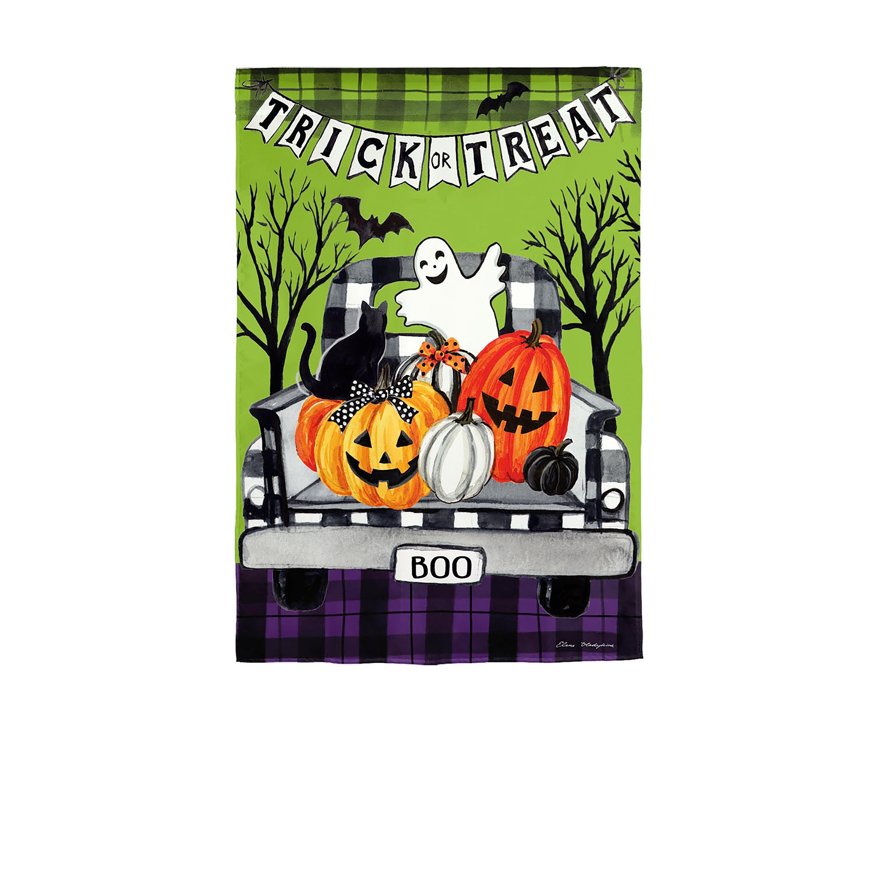 Trick-or-Treat Truck House Suede Flag