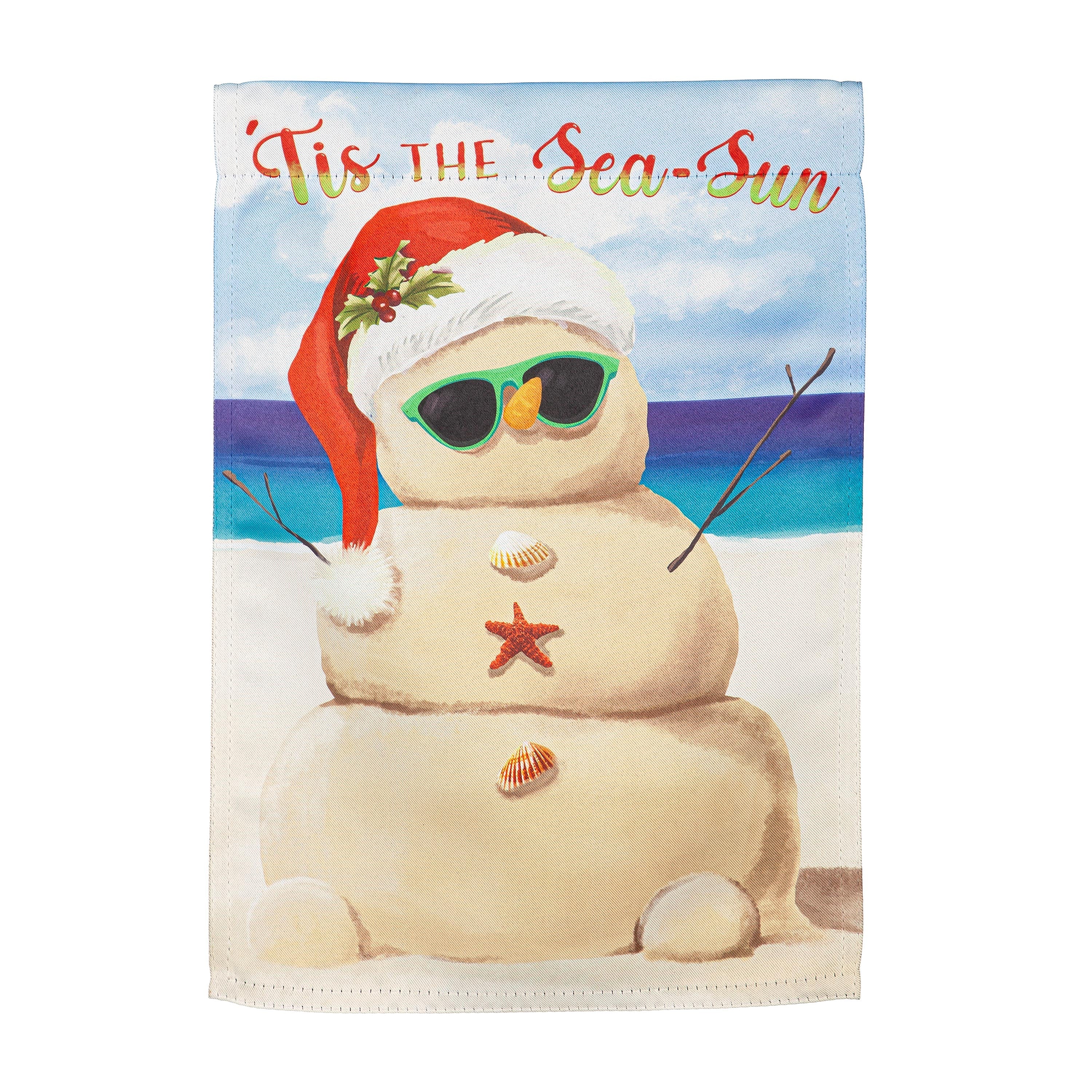 Sand Snowman Suede Garden Flag