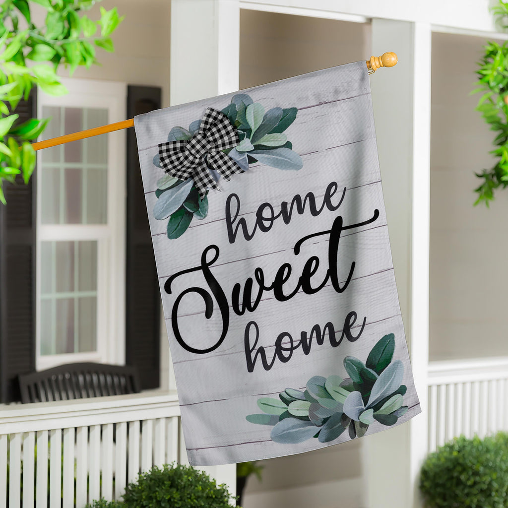 Home Sweet Home Eucalyptus House Burlap Flag
