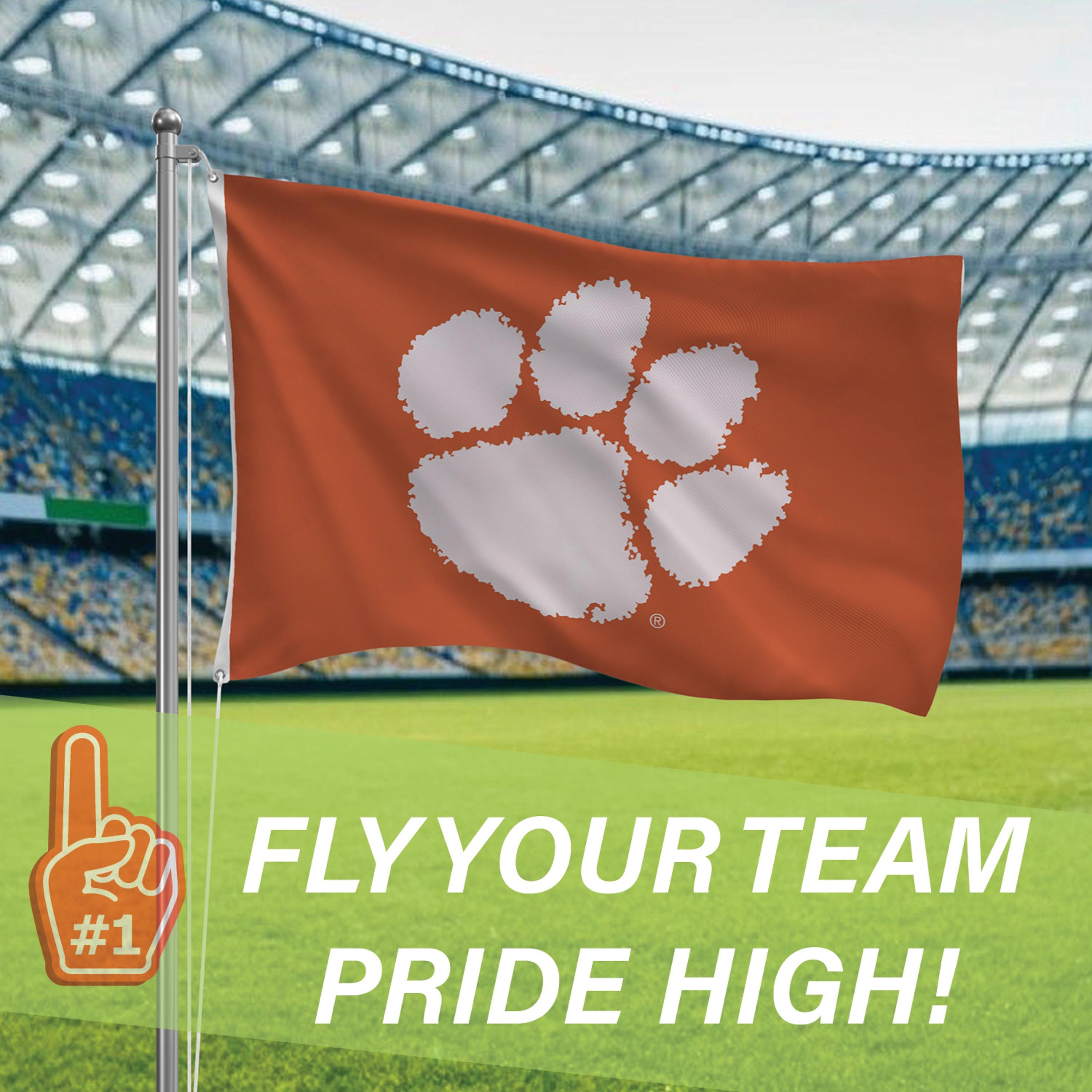 Clemson University Single Sided Estate Flag with 2 Grommets, 3'x5'