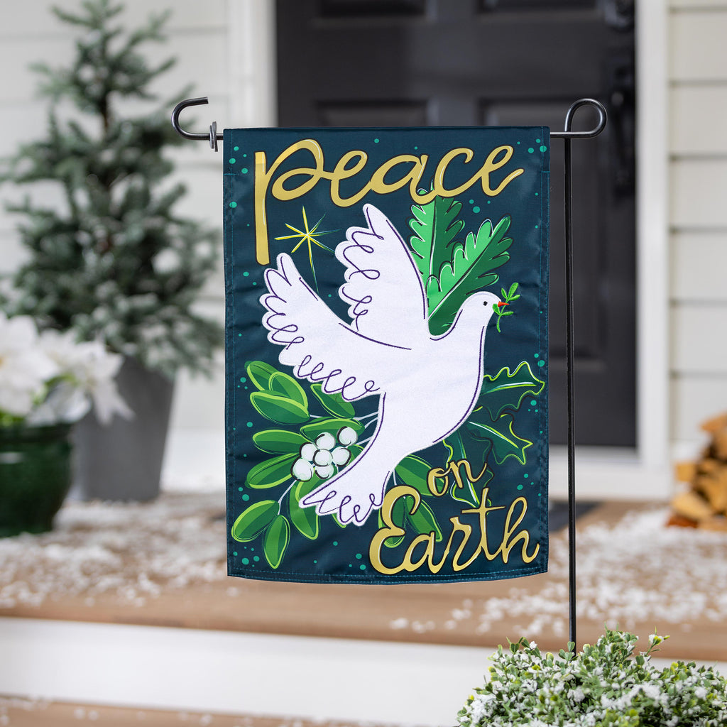 Peace On Earth Applique Garden Flag