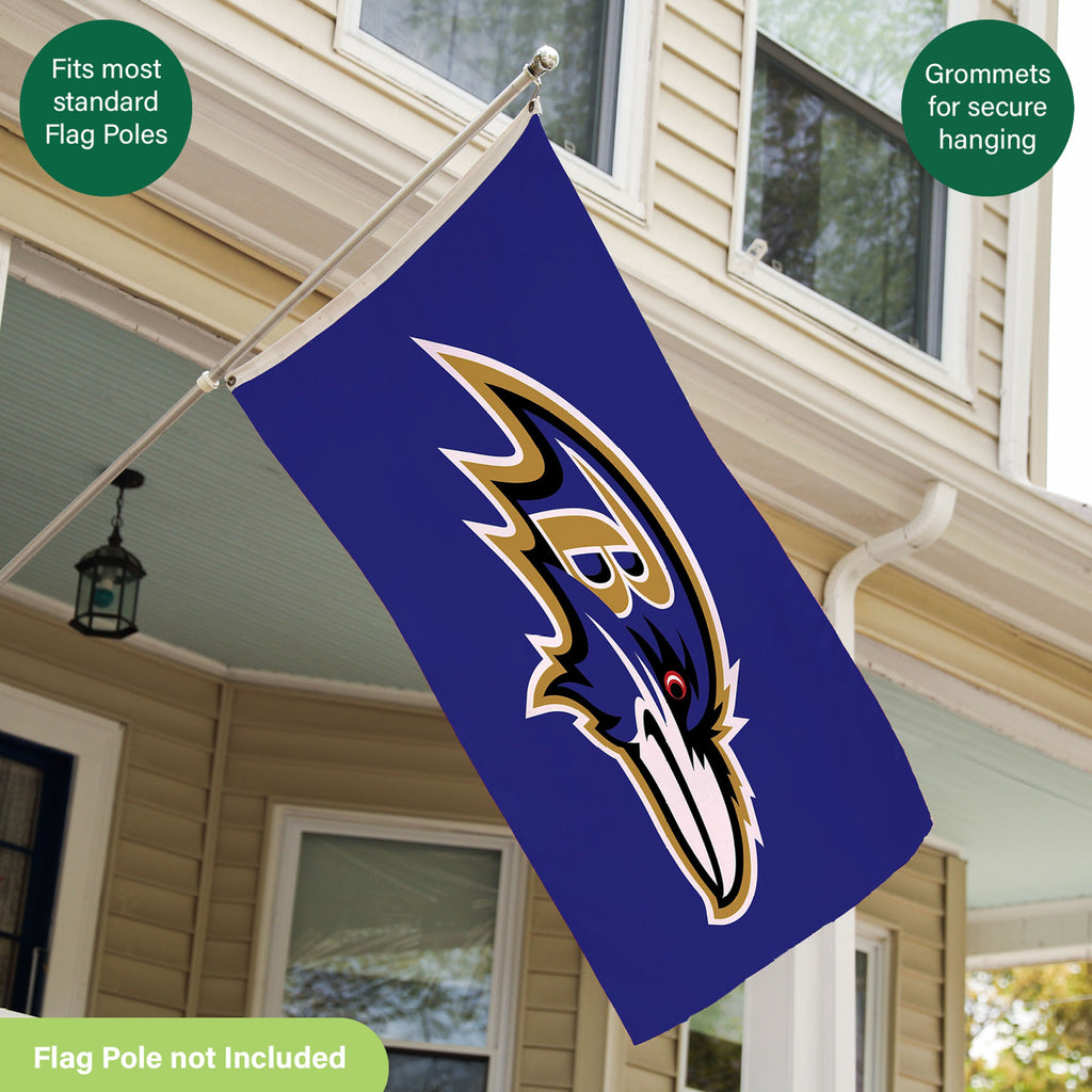 Baltimore Ravens Single Sided Flag w/ 2 Grommets, 3'x5'