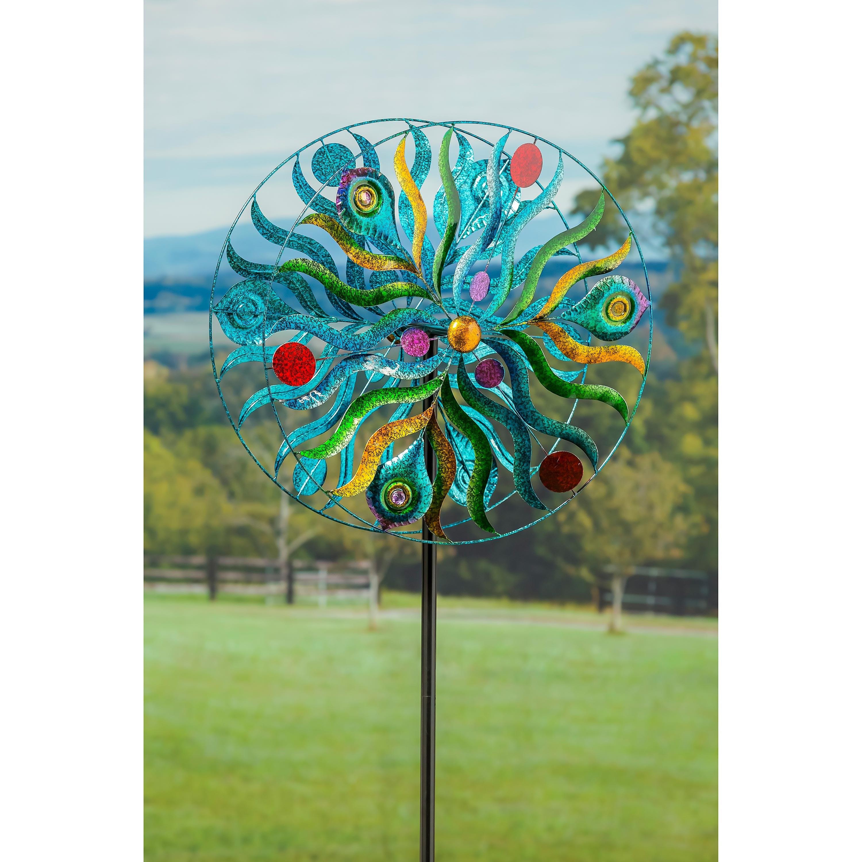 75"H Wind Spinner, Peacock in Motion