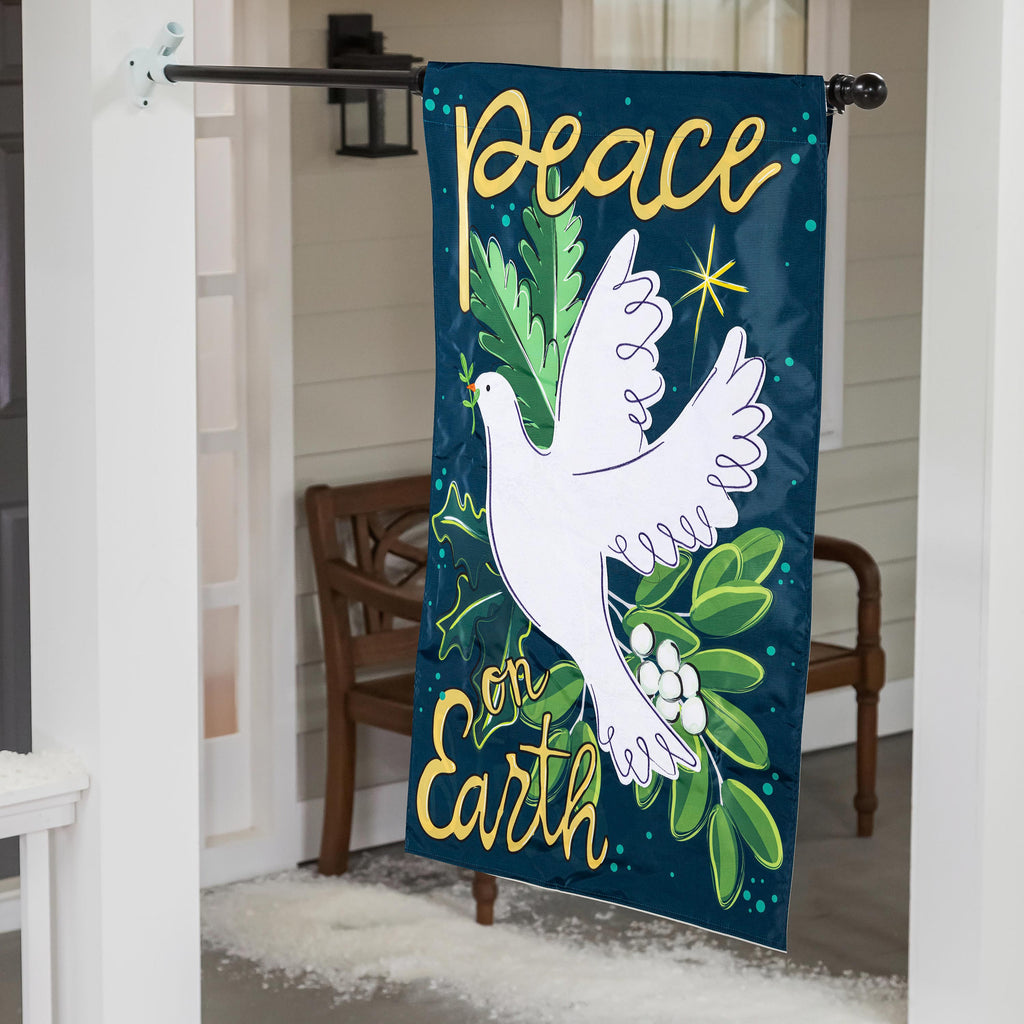 Peace On Earth Applique House Flag