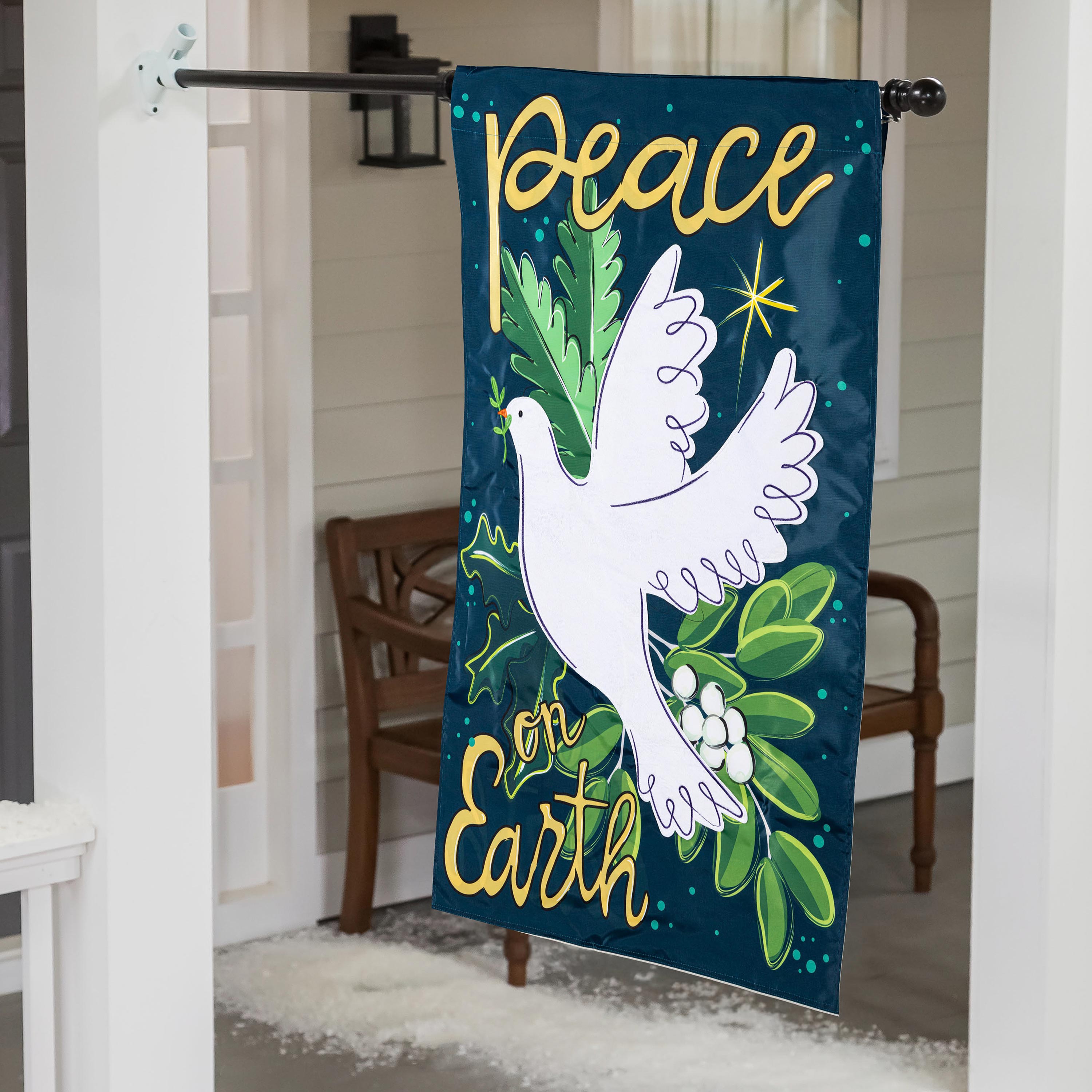 Peace On Earth Applique House Flag