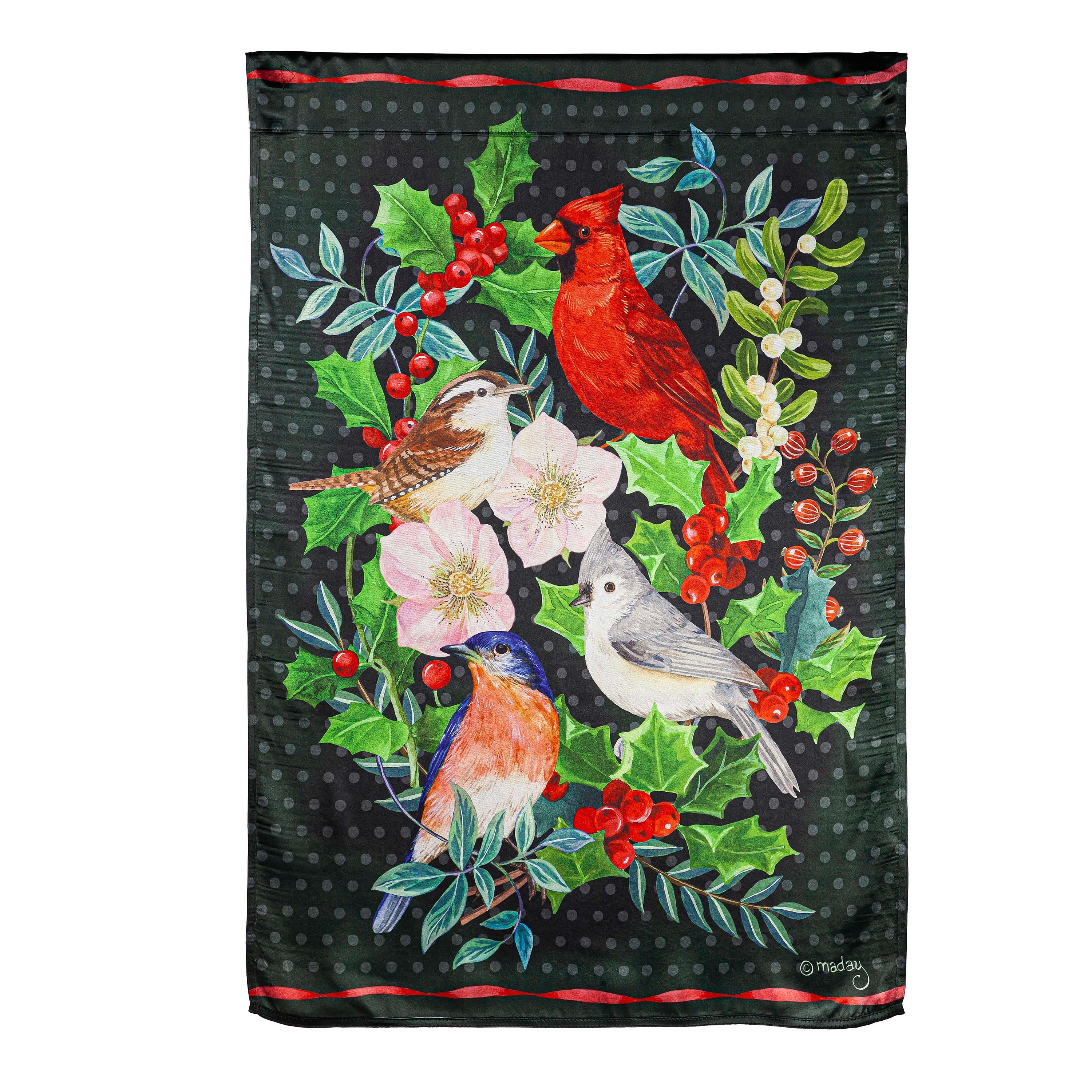 Winter Bird Friends Lustre House Flag