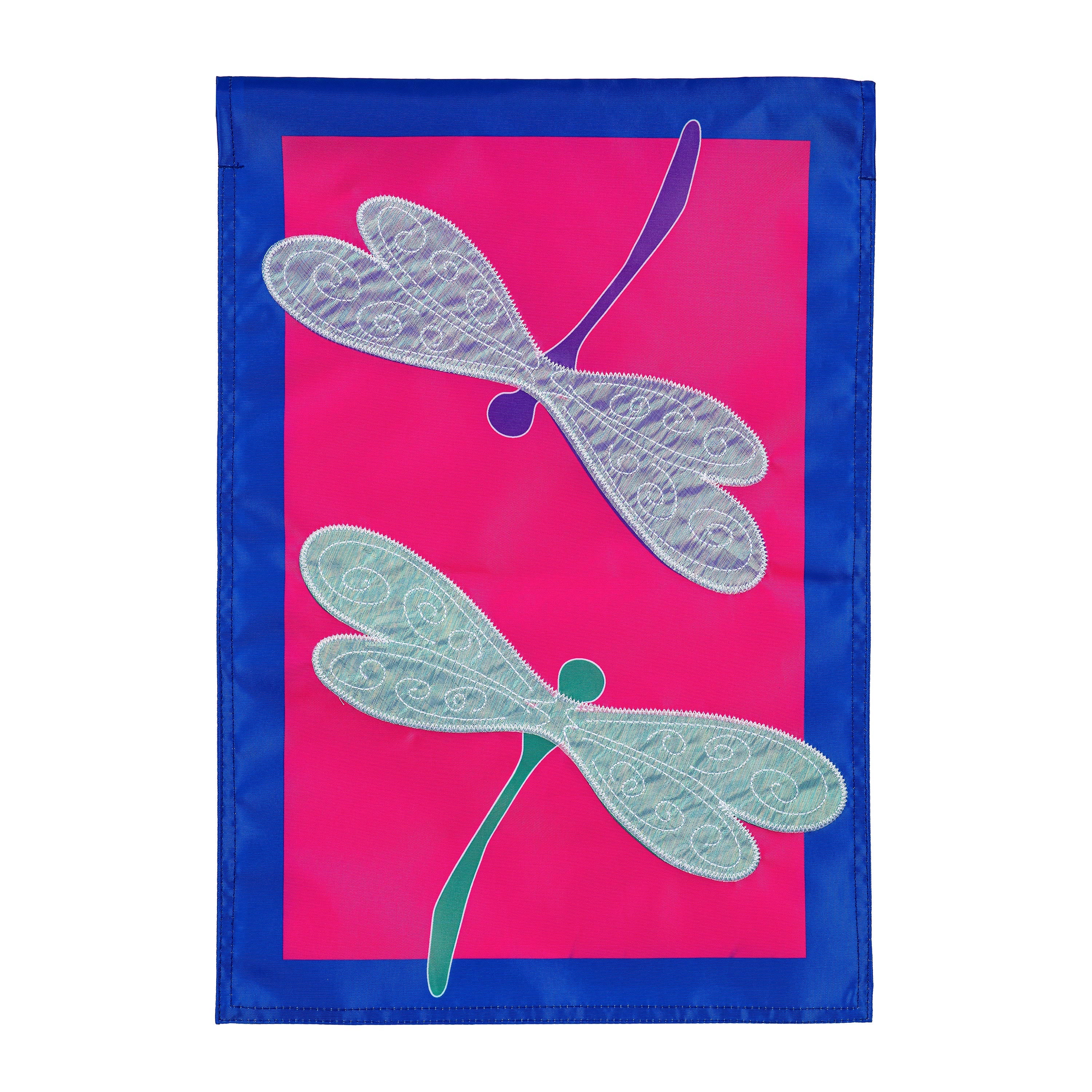 Navy Dragonfly Basic Applique Garden Flag