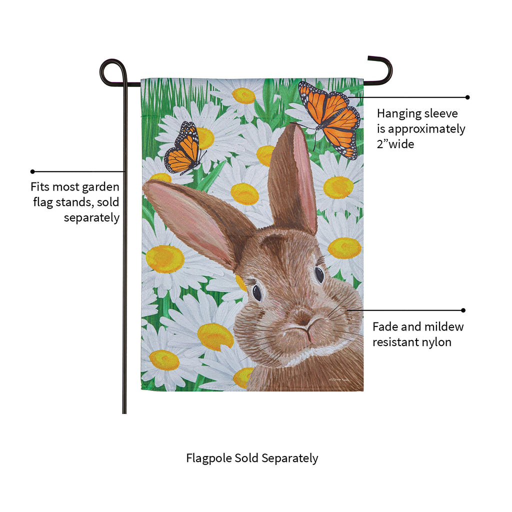 Hello Bunny Suede Garden Flag