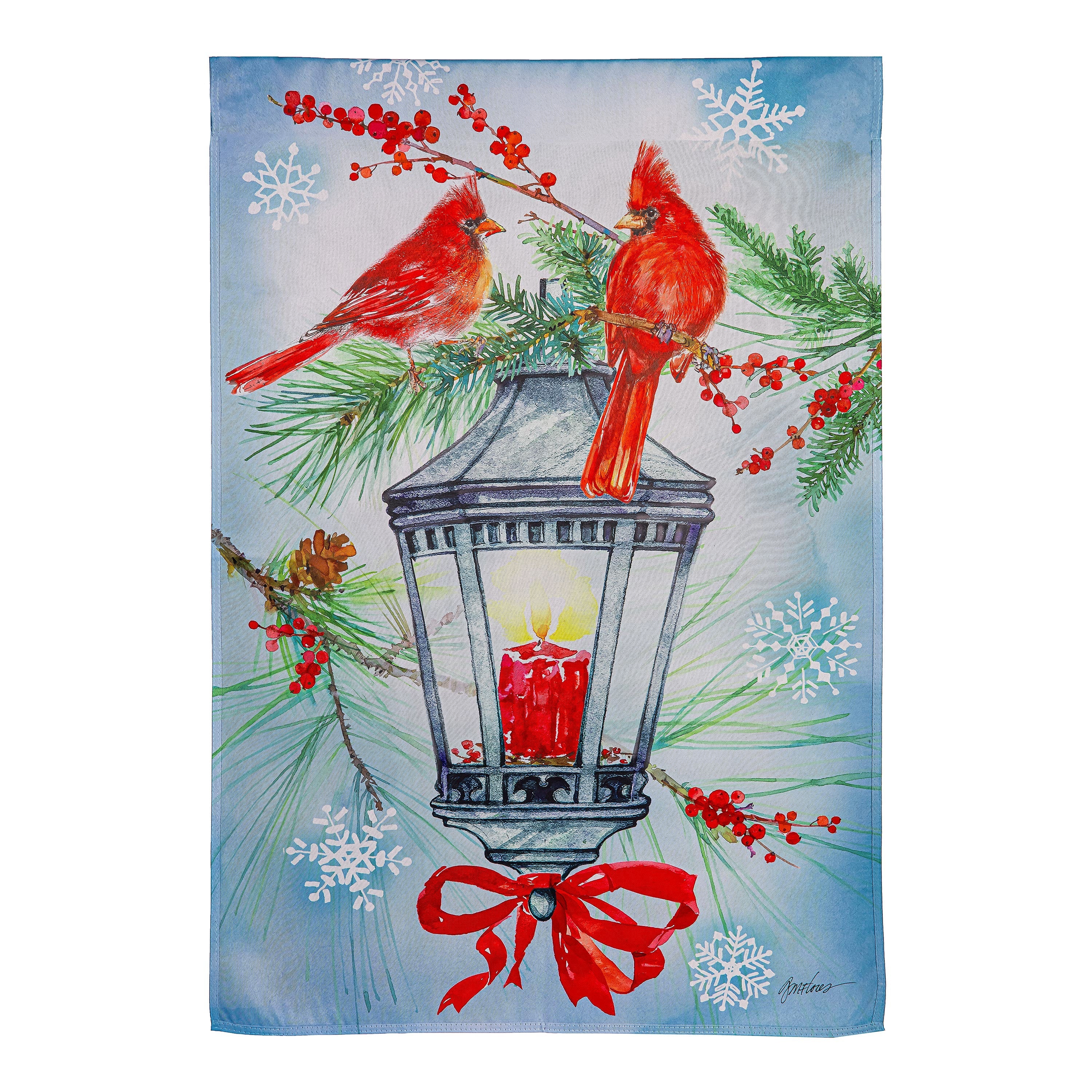 Cardinal Lantern Suede House Flag