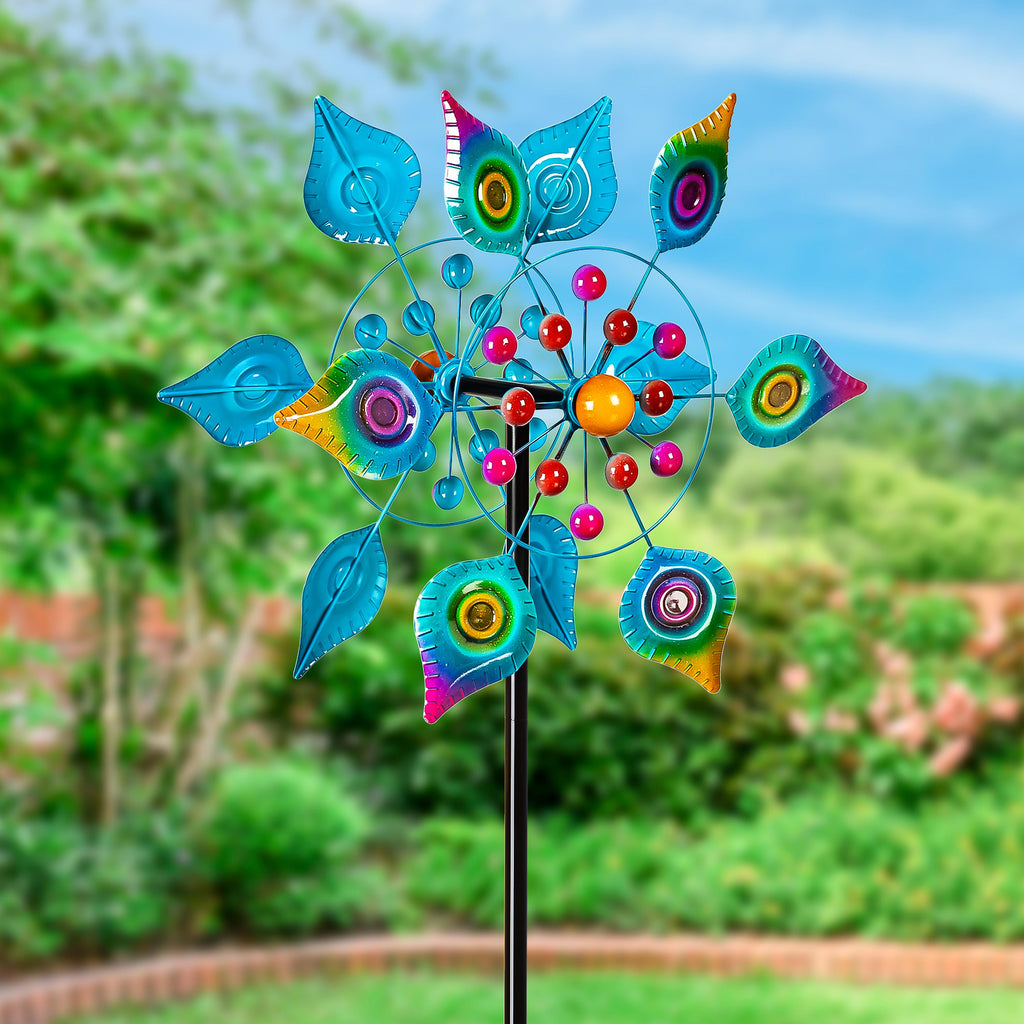 75"H Peacock Tail Wind Spinner