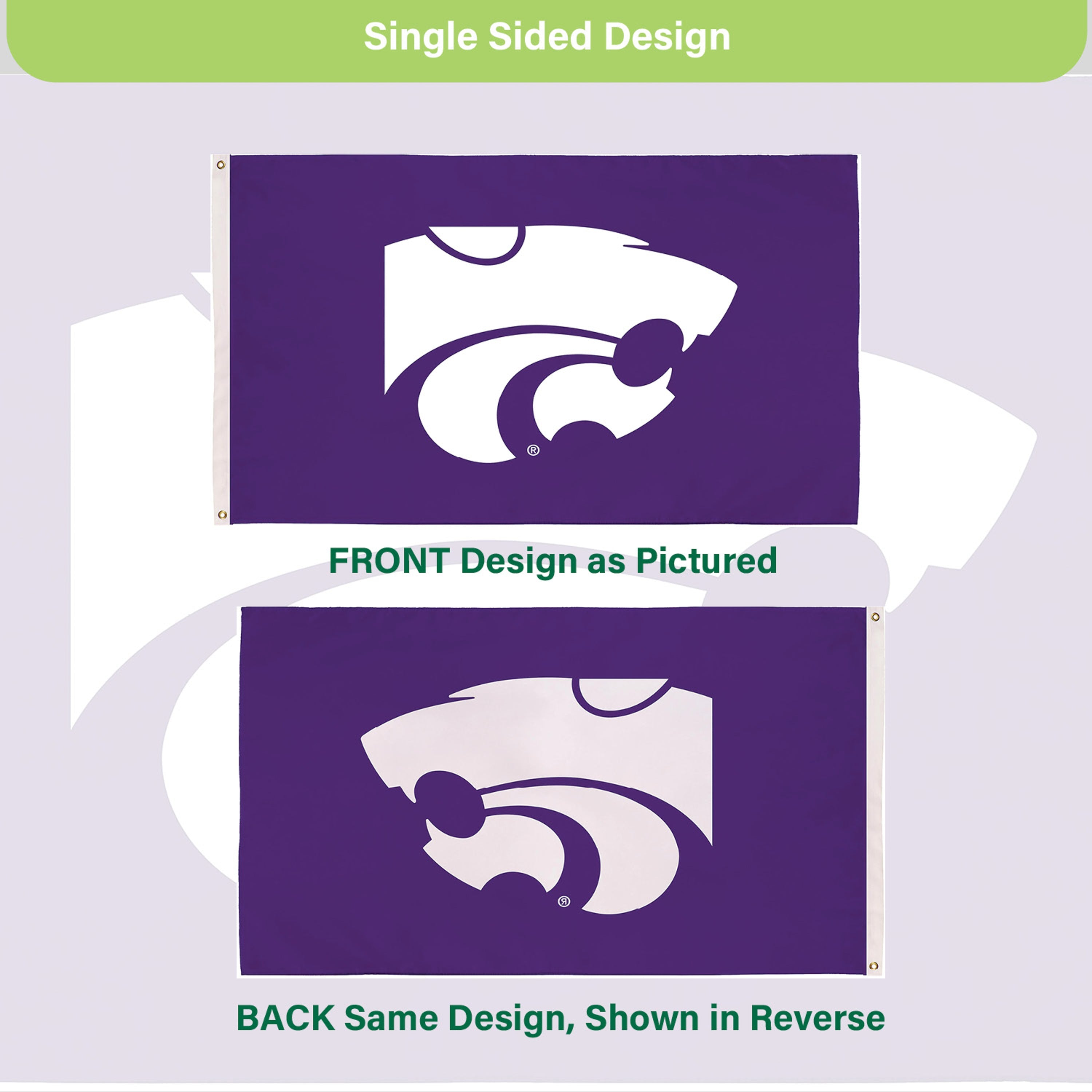 Kansas State University Single Sided Estate Flag with 2 Grommets, 3'x5'
