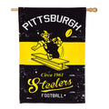 Double-Sided Vintage Graphic NFL Team Pride Linen House Flag, Pittsburgh Steelers
