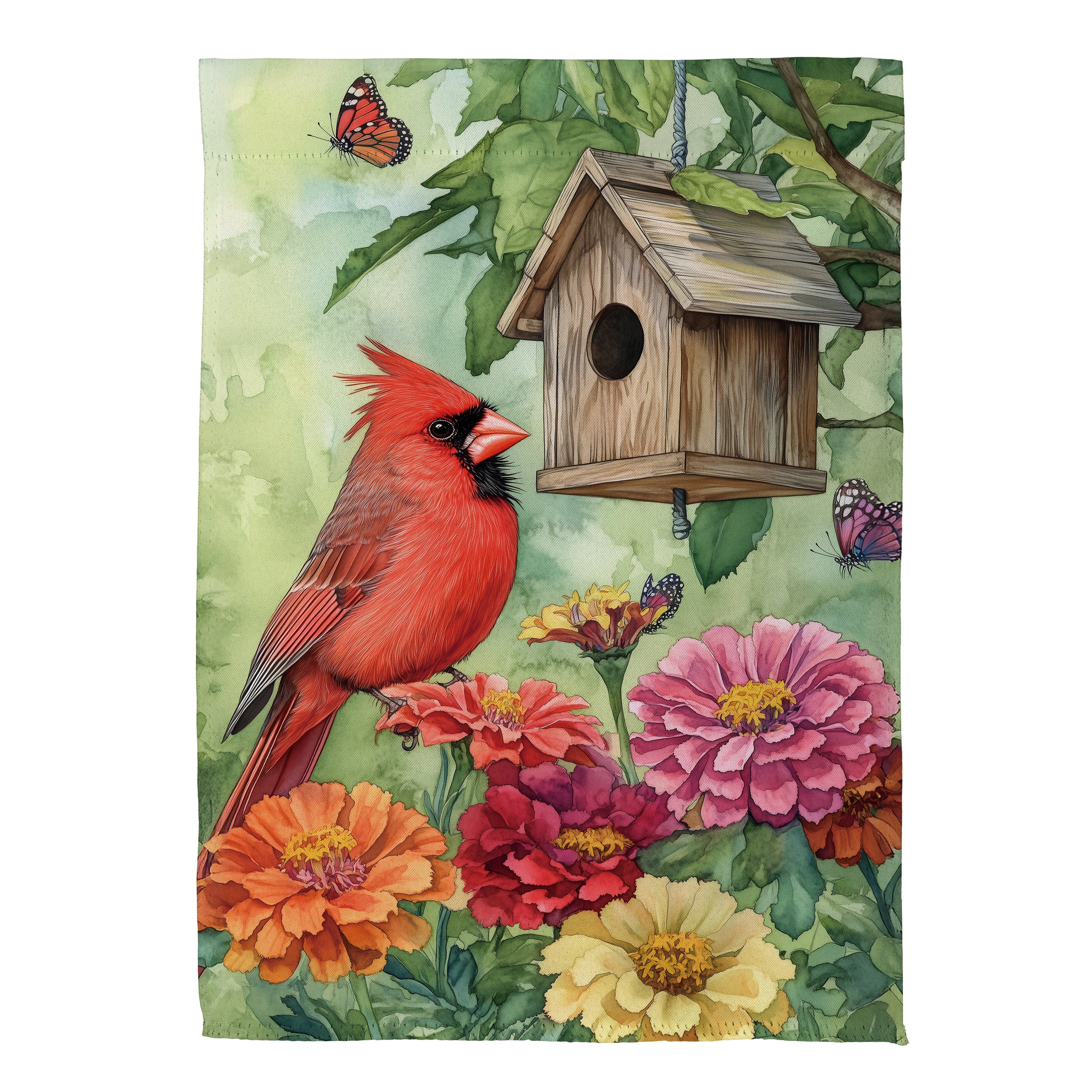 Spring Cardinal Time Suede House Flag