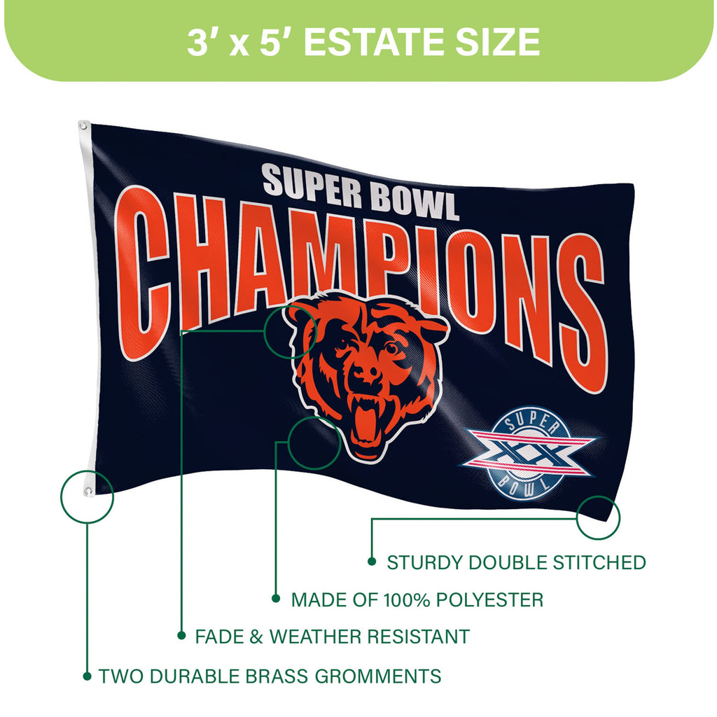 Chicago Bears Superbowl XX Champions Football 3x5 Flag
