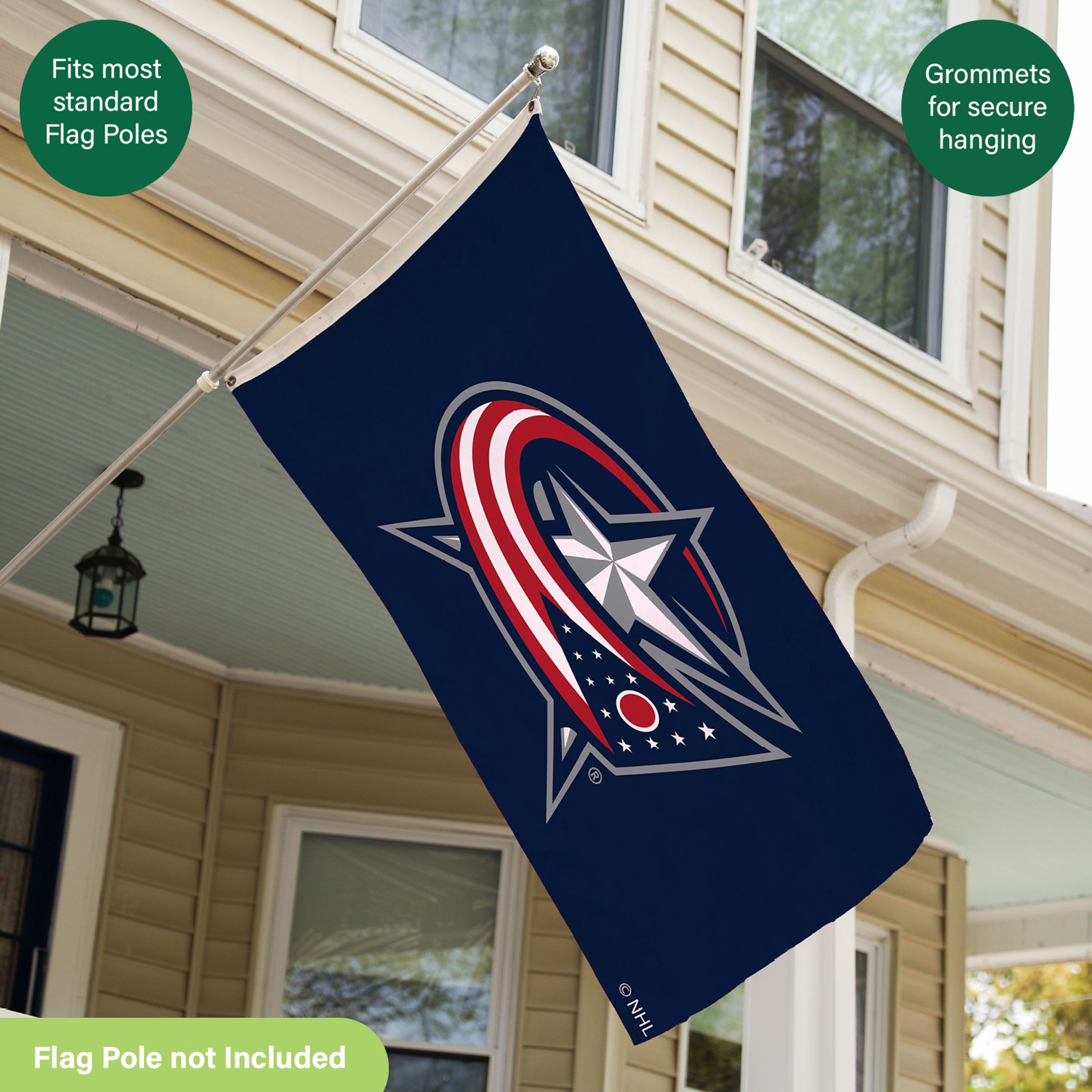 Columbus Blue Jackets Single Sided Flag with 2 Grommets, 3'x5'
