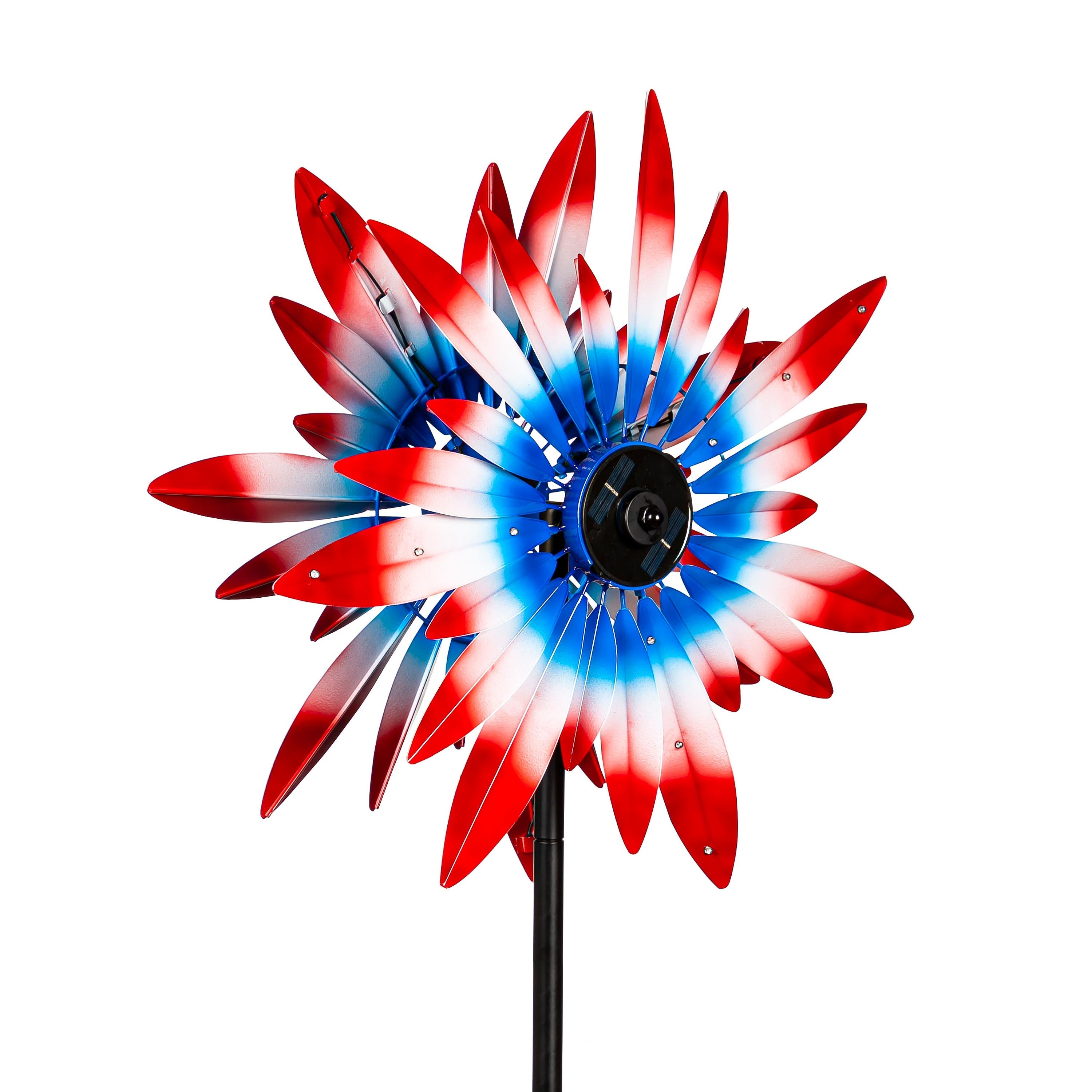 American Classic Wind Spinner, Solar with Chasing Lights Patriotic Expressions, 75"H