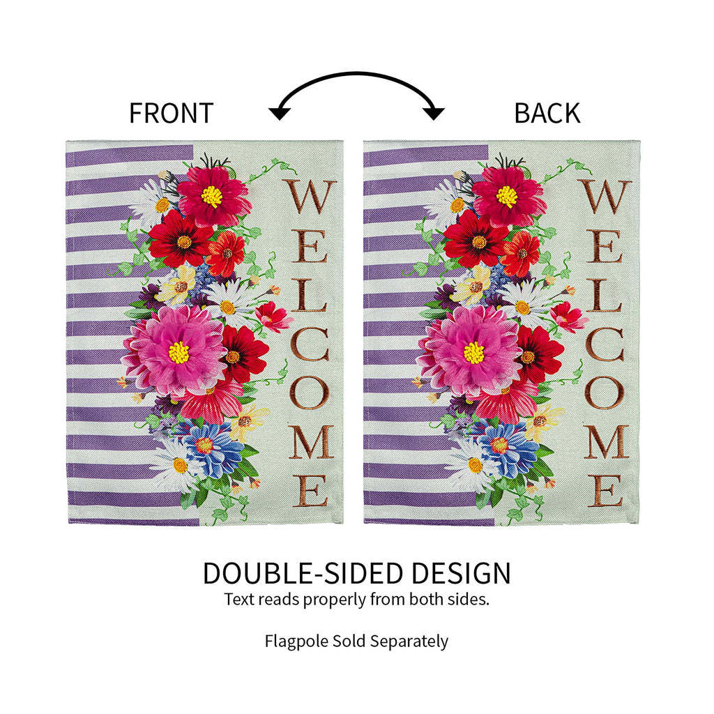 Divided Floral Garden Burlap Flag