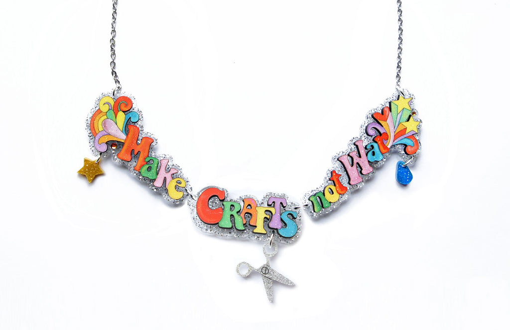 Make Coffee Not War Necklace by Laliblue – Retro Statement Necklace Vintage Inspired