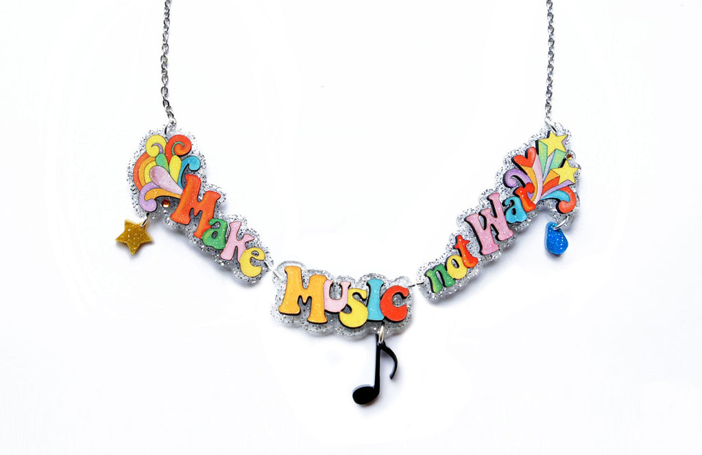 Make Cakes Not War Necklace by Laliblue – Retro Statement Necklace Vintage Inspired
