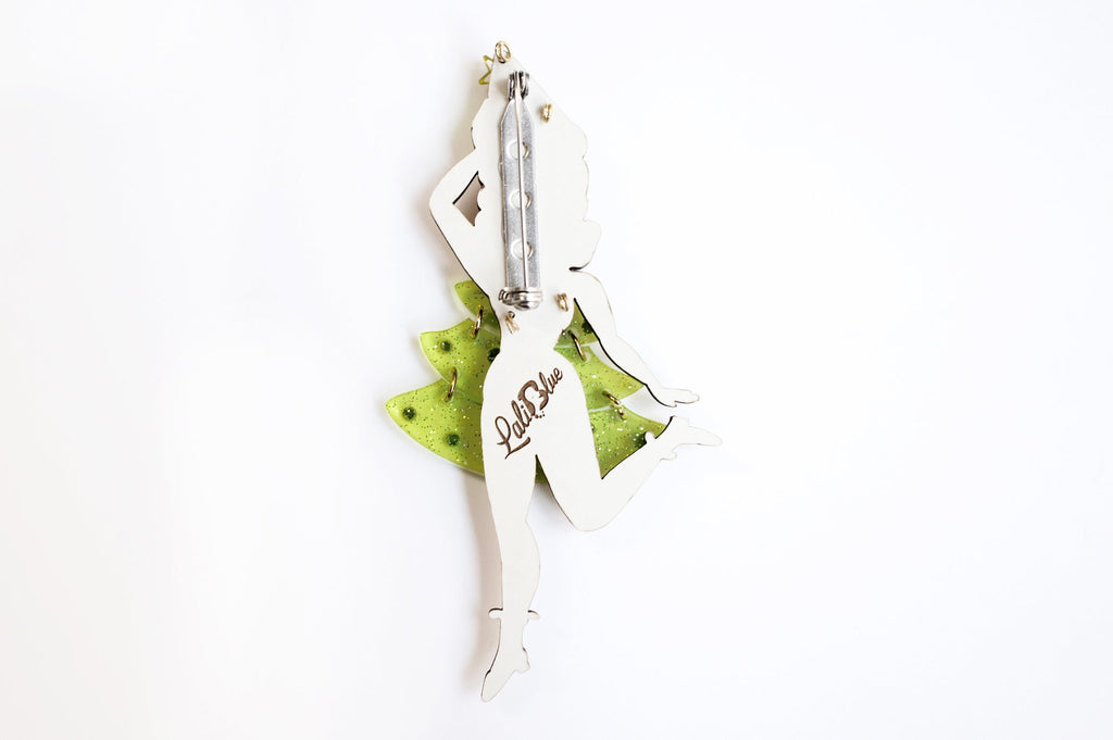 Grinchy Girl Christmas Brooch by Laliblue – Retro Kitschy Statement Brooch for Collectors