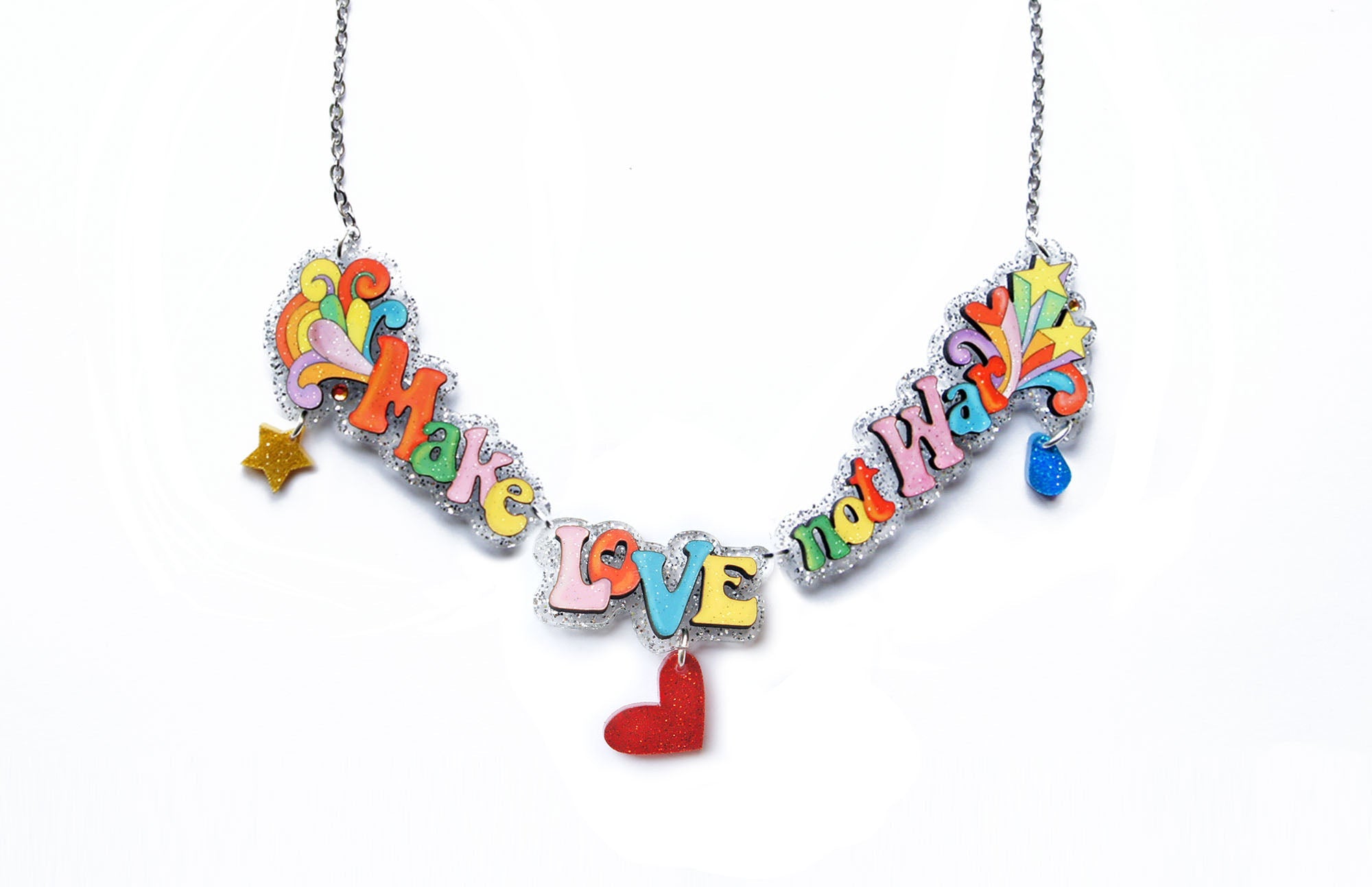 Make Cakes Not War Necklace by Laliblue – Retro Statement Necklace Vintage Inspired