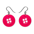Button Drop Earrings - Pink