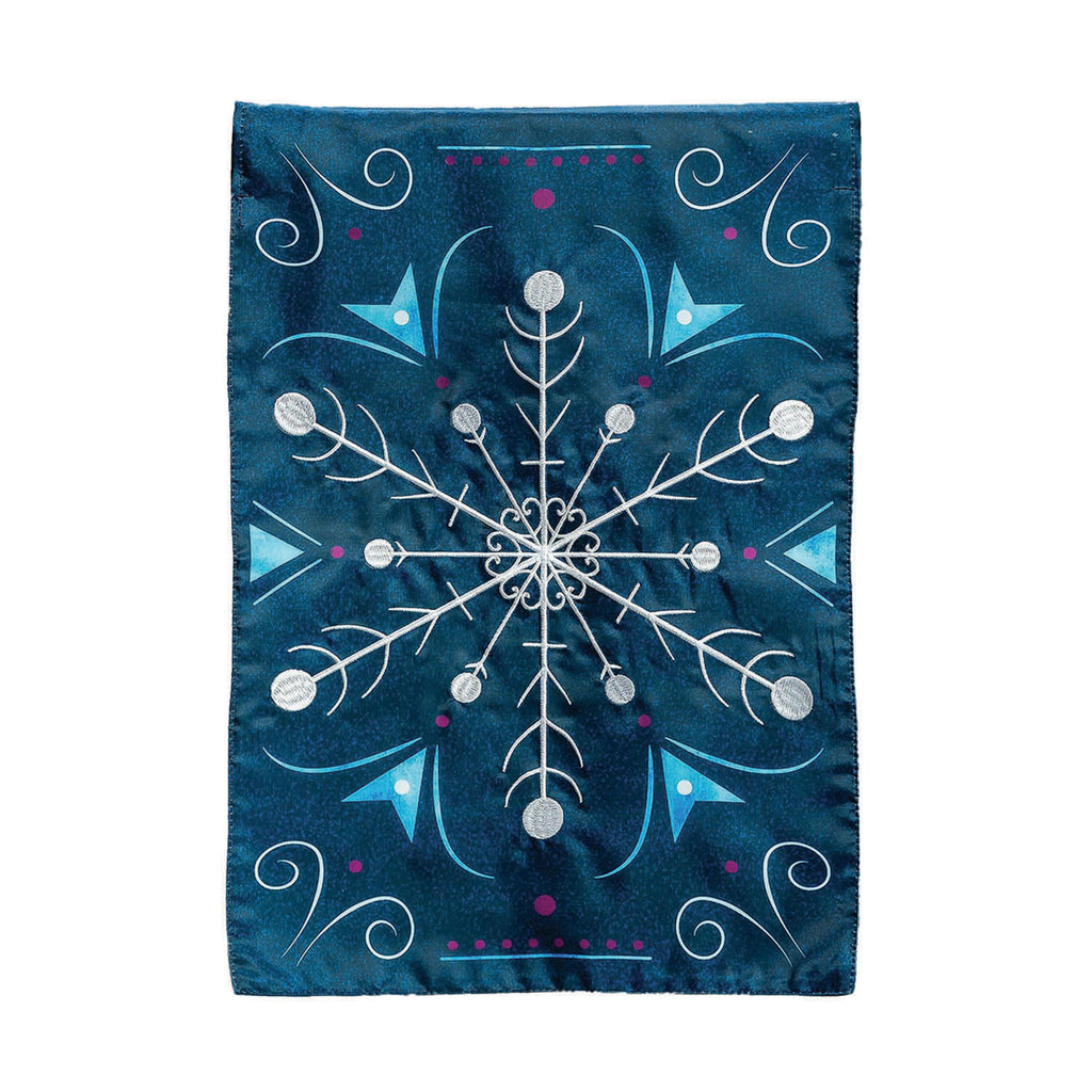 Blue Snowflake Applique Garden Flag