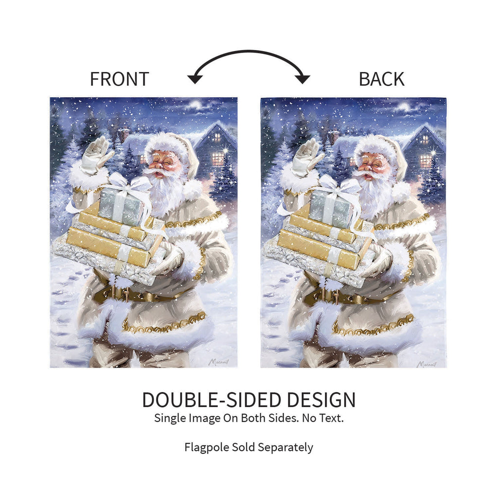 Santa and Presents Suede Garden Flag
