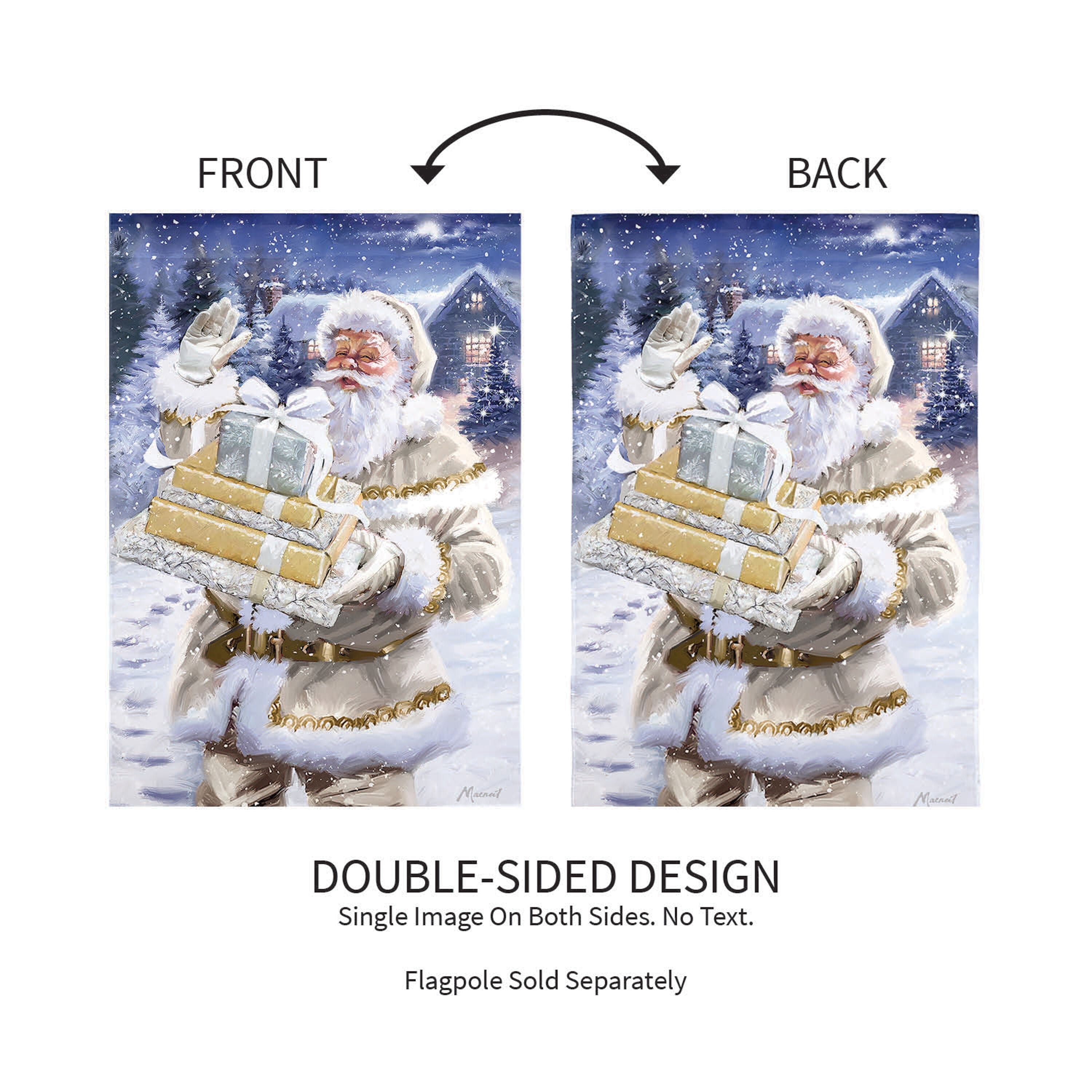 Santa and Presents Suede Garden Flag