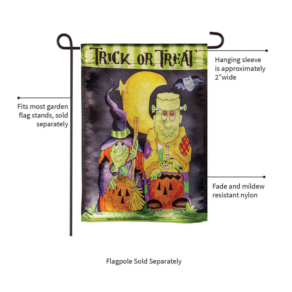 Scary Trick or Treat Lustre Garden Flag