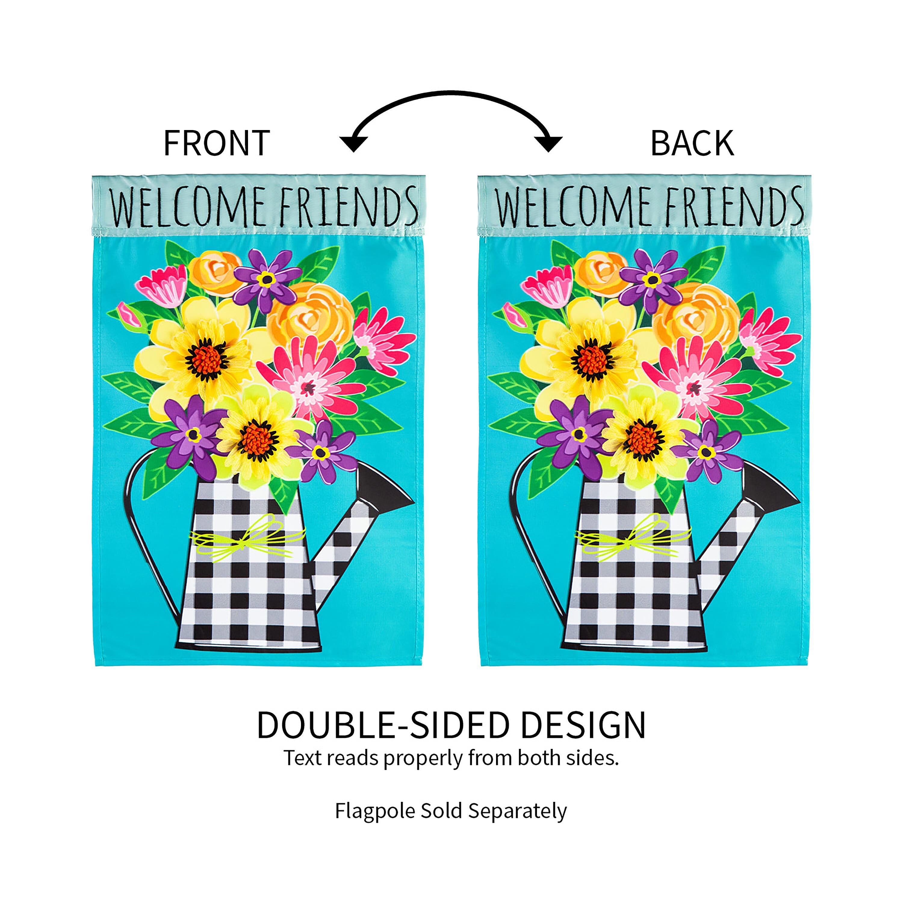 Buffalo Check Watering Can Garden Applique Flag