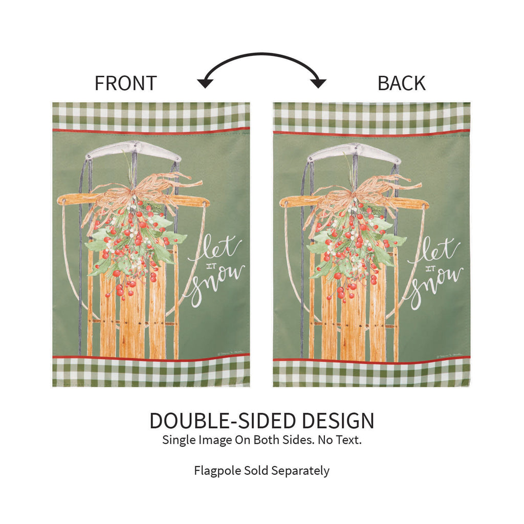 Let It Snow Sleigh Suede Garden Flag