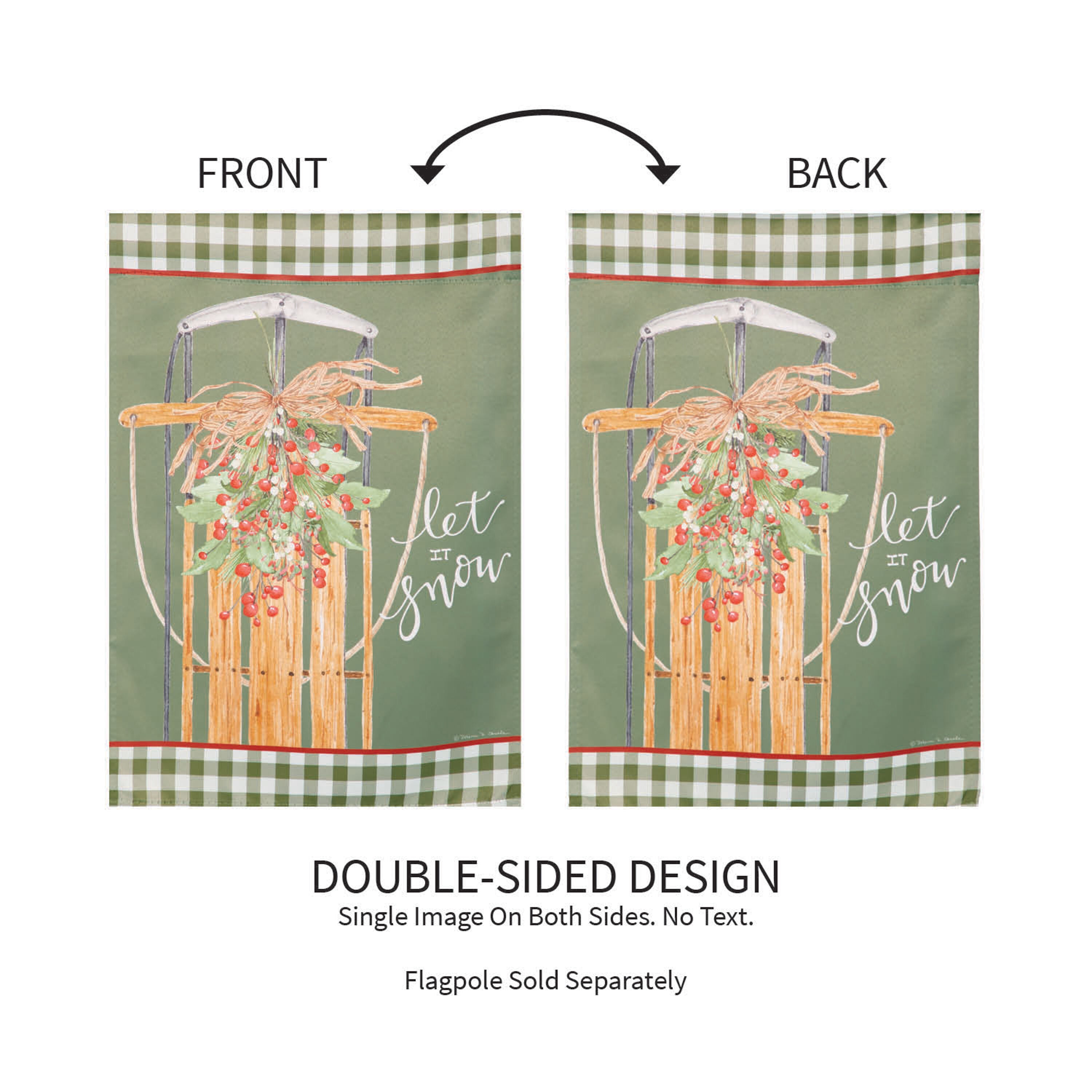 Let It Snow Sleigh Suede Garden Flag
