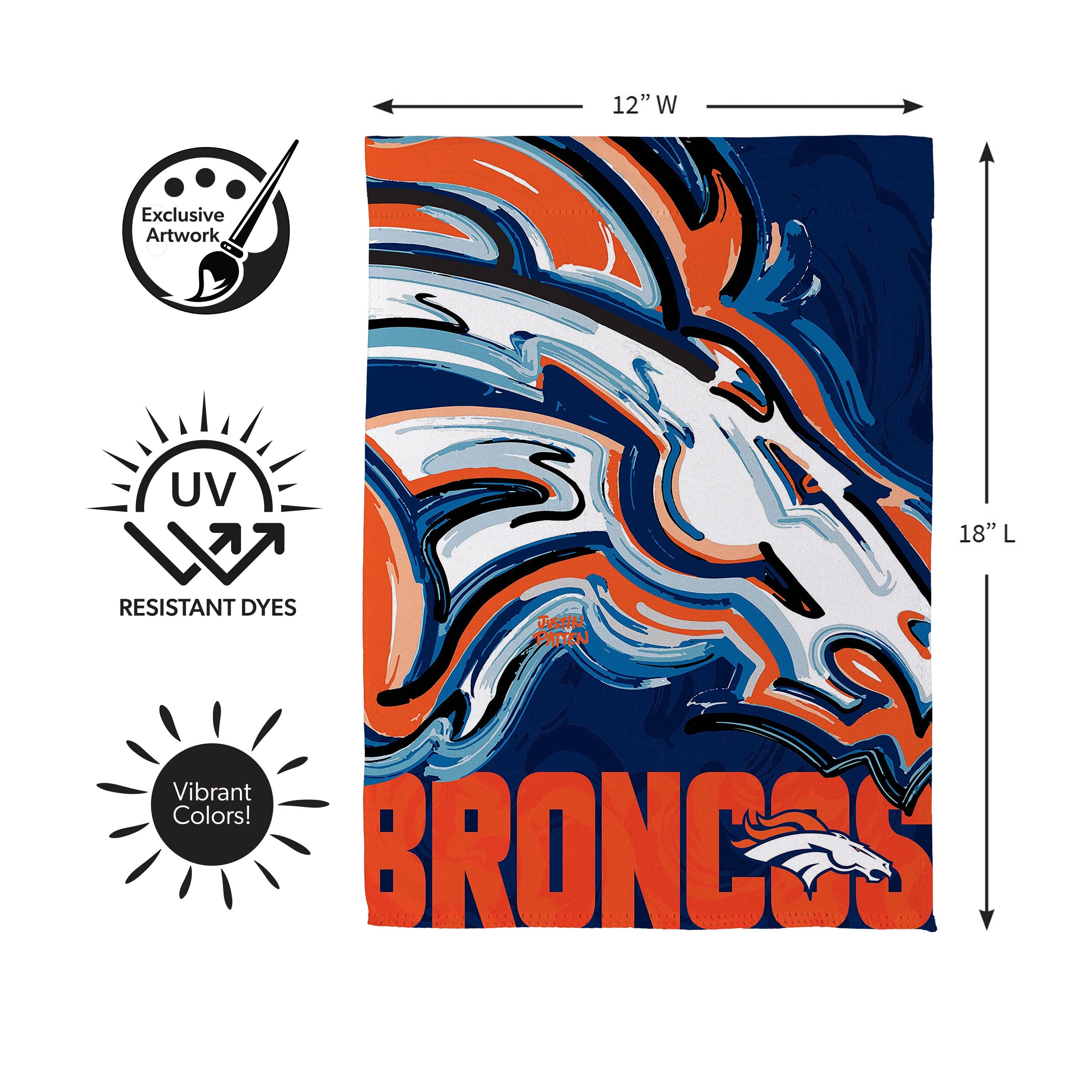 Denver Broncos Justin Patten Logo Suede Garden Flag