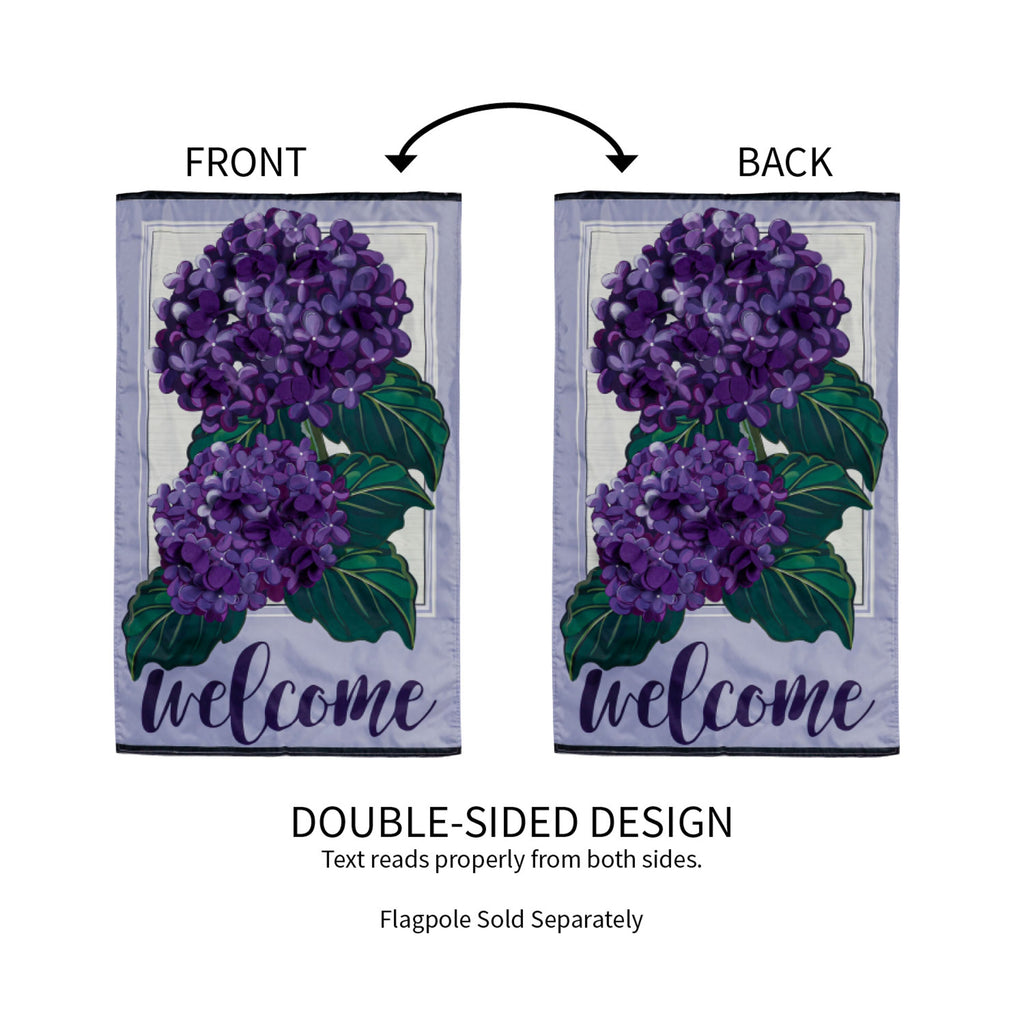 Hydrangea Welcome House Applique Flag
