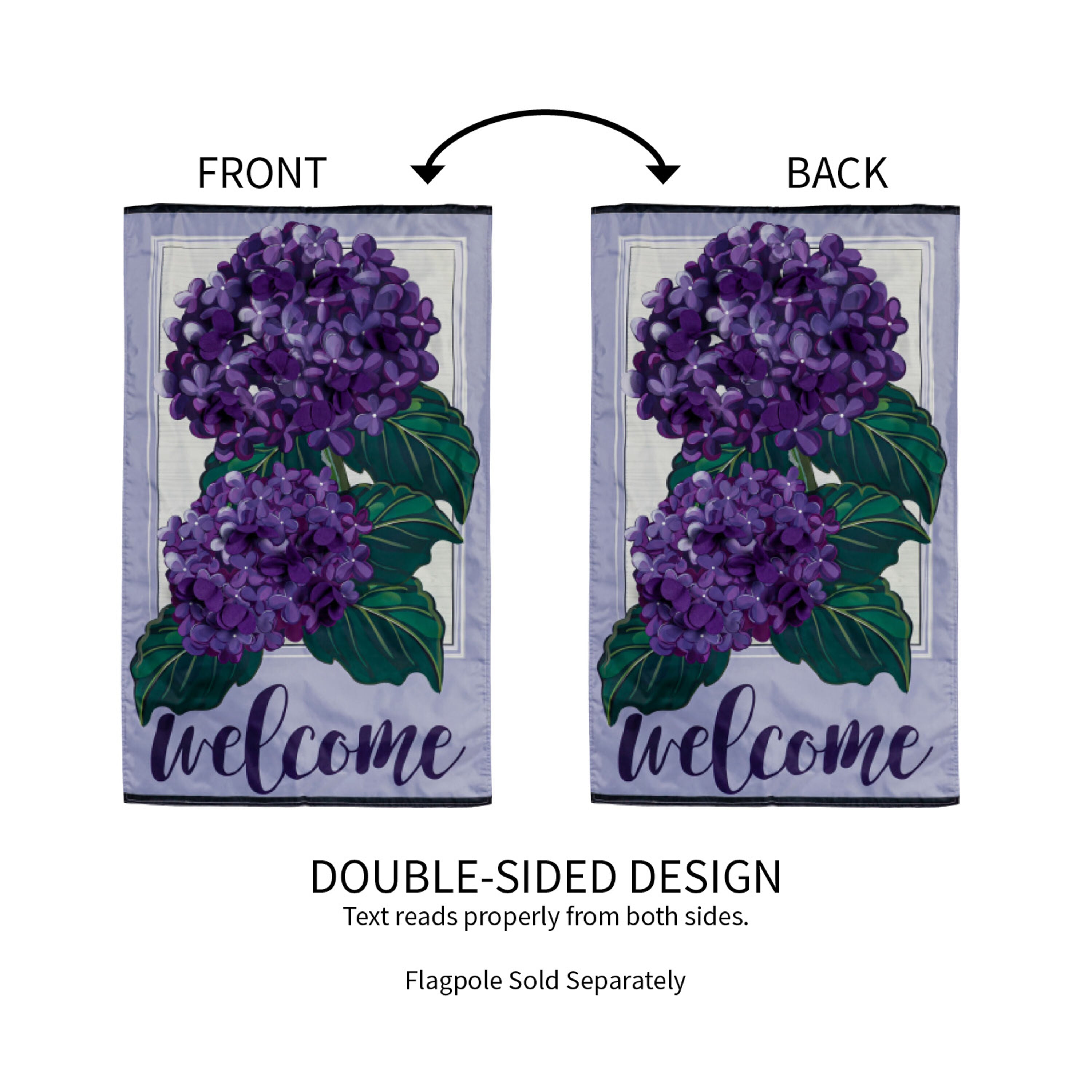 Hydrangea Welcome House Applique Flag