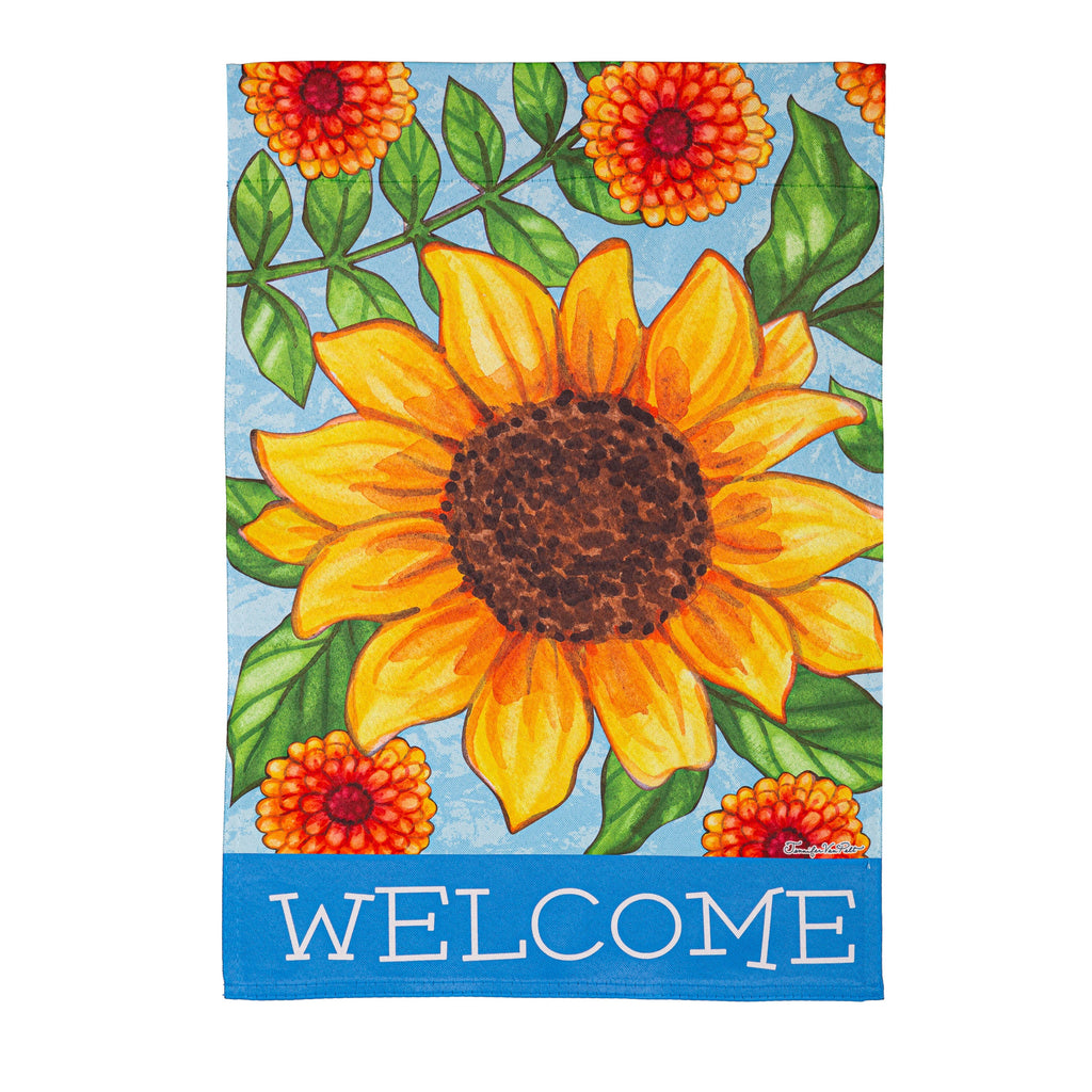 Sunflower Welcome Suede Garden Flag