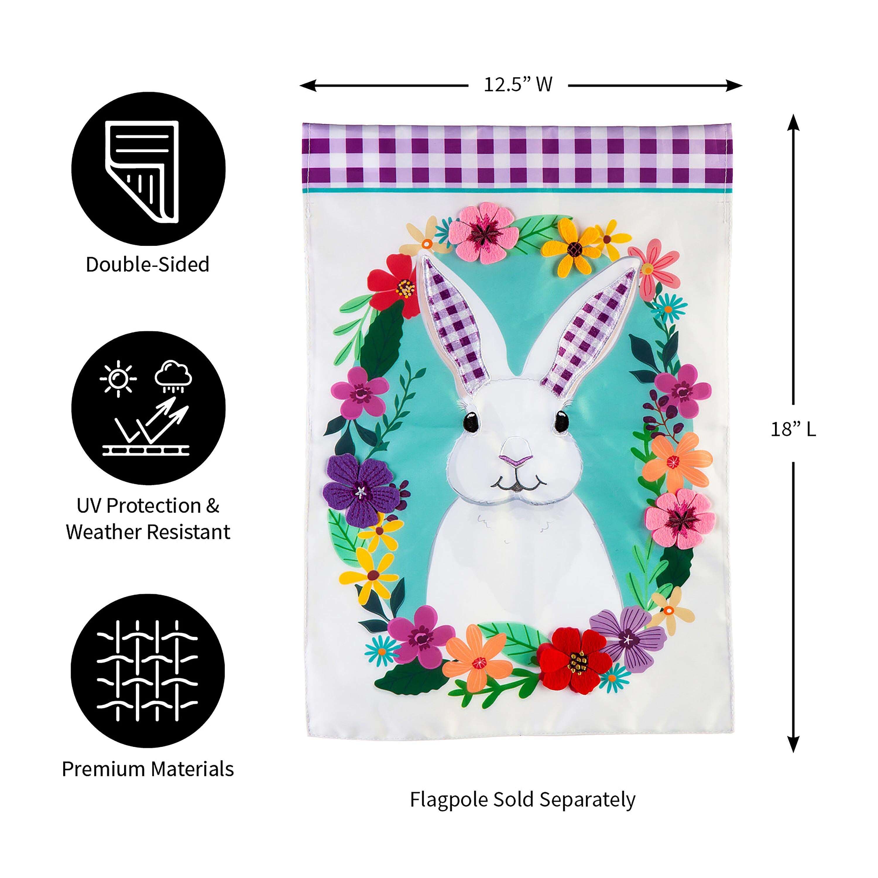 Gingham Bunny Garden Applique Flag