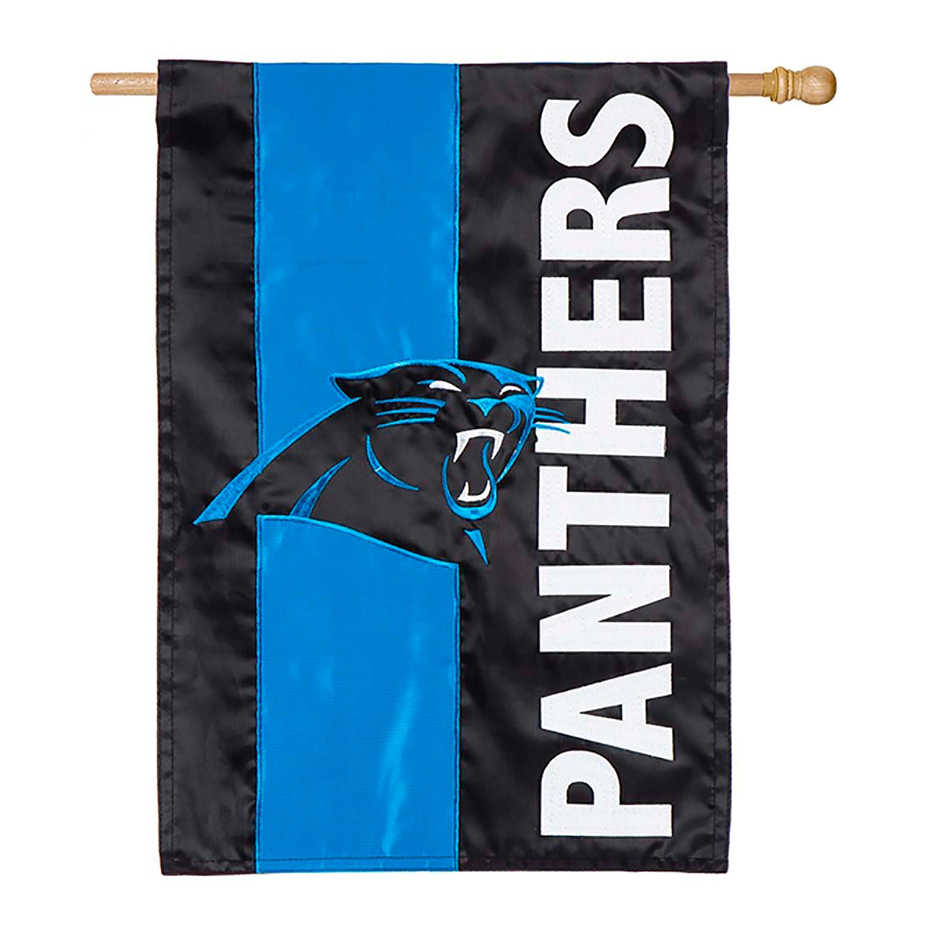 Double-Sided Embellished NFL Team Pride Applique House Flag, Carolina Panthers