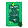St. Patrick's Patterned Shamrocks Applique House Flag