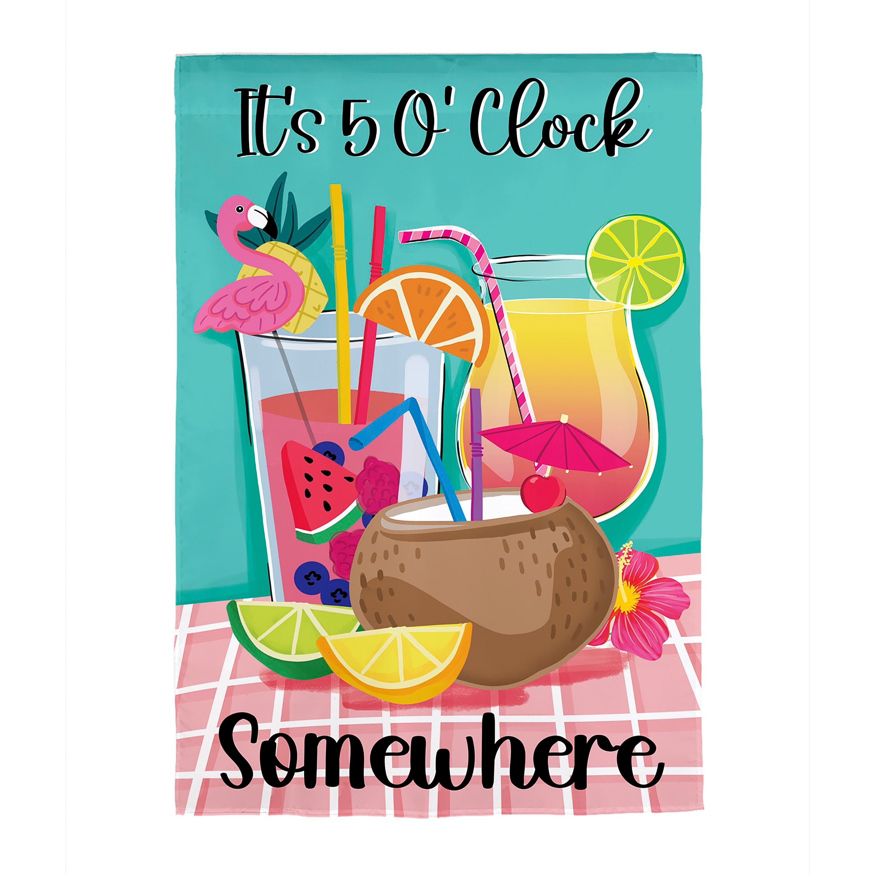 It's 5 O' Clock Somewhere Applique House Flag
