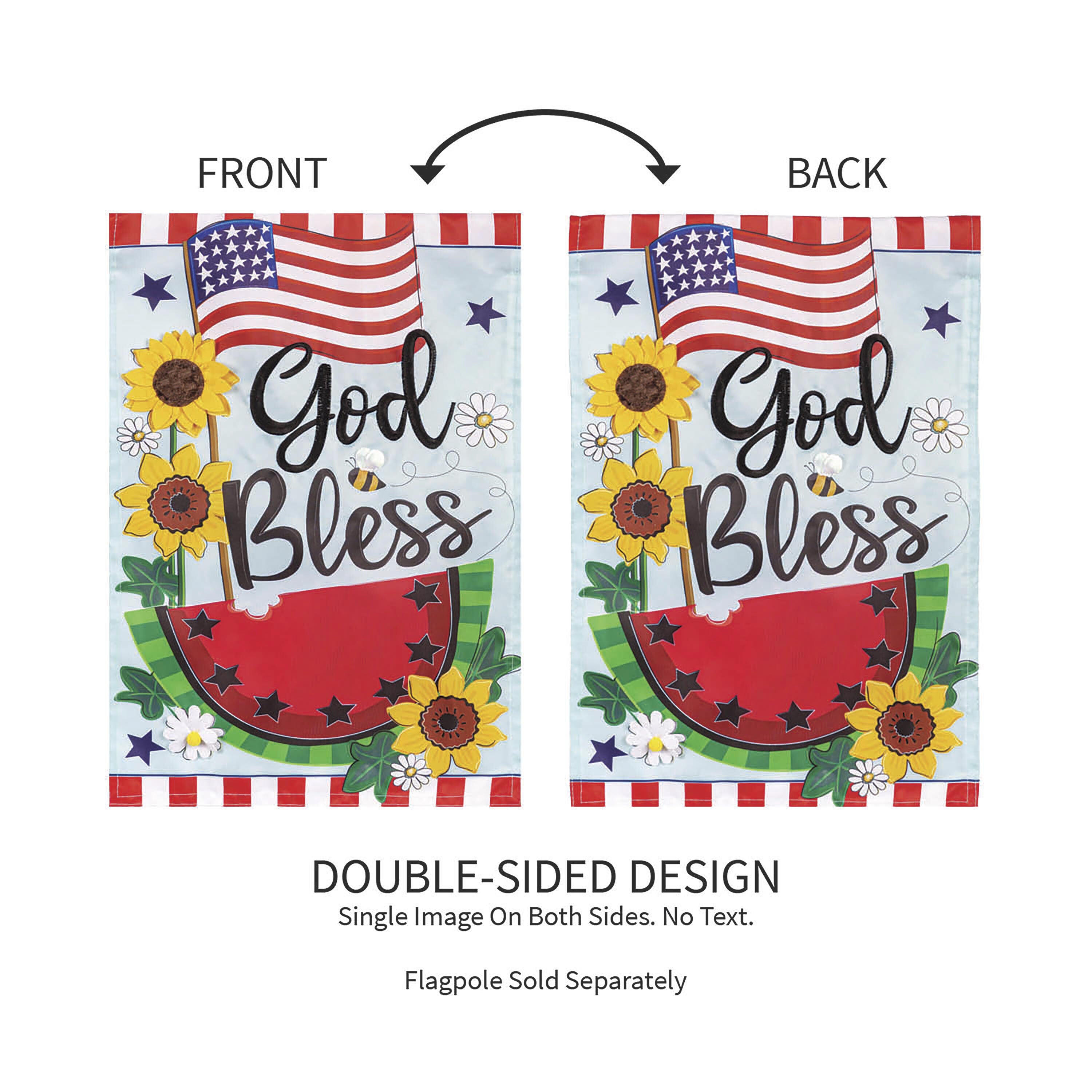 God Bless Patriotic Applique Garden Flag