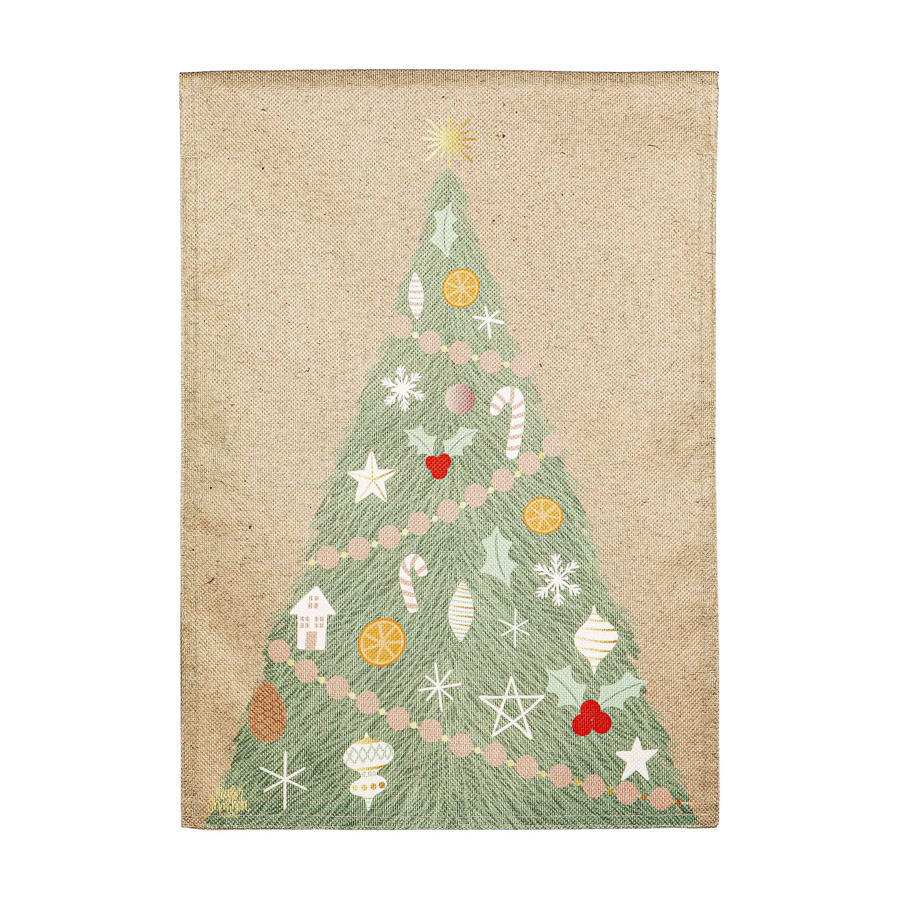 Holiday Wreath Reversible Burlap Garden Flag