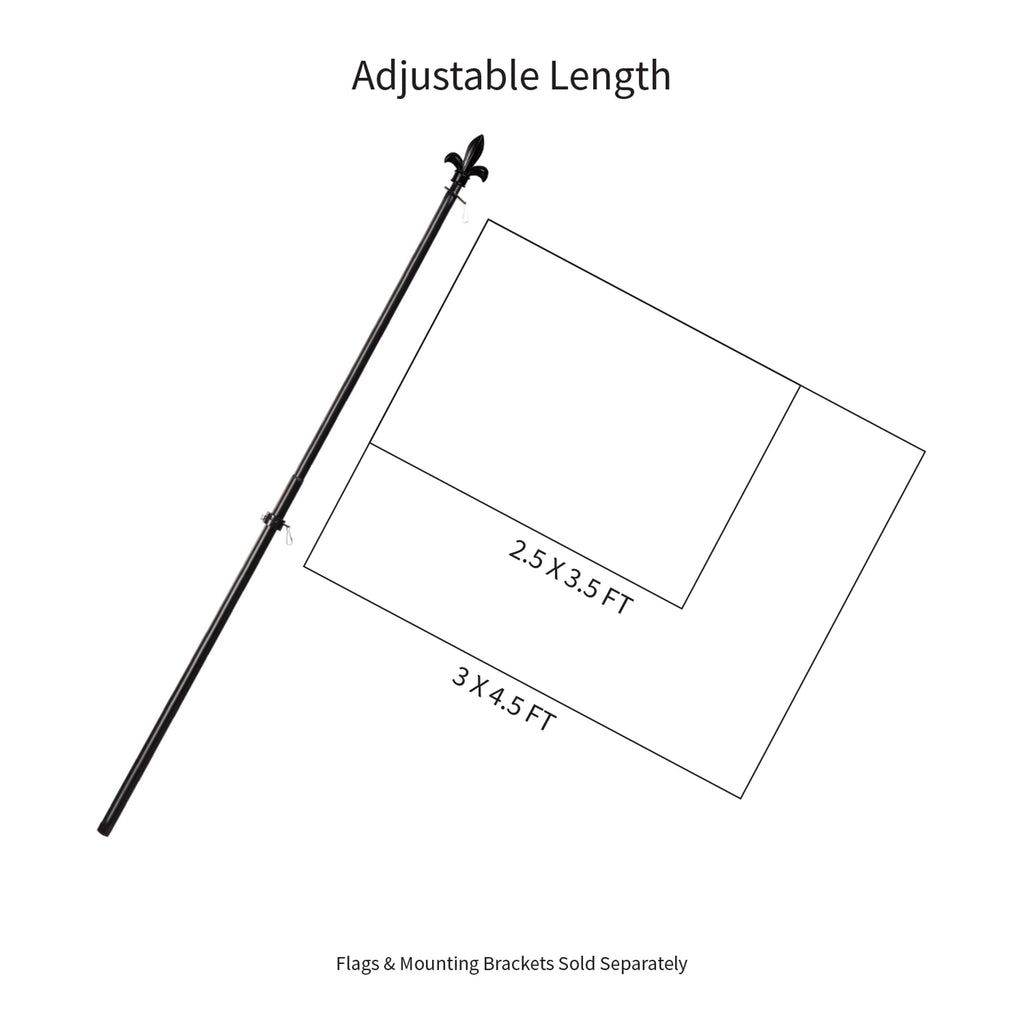Fleur de Lis Metal Extendable House Flag Pole, Black
