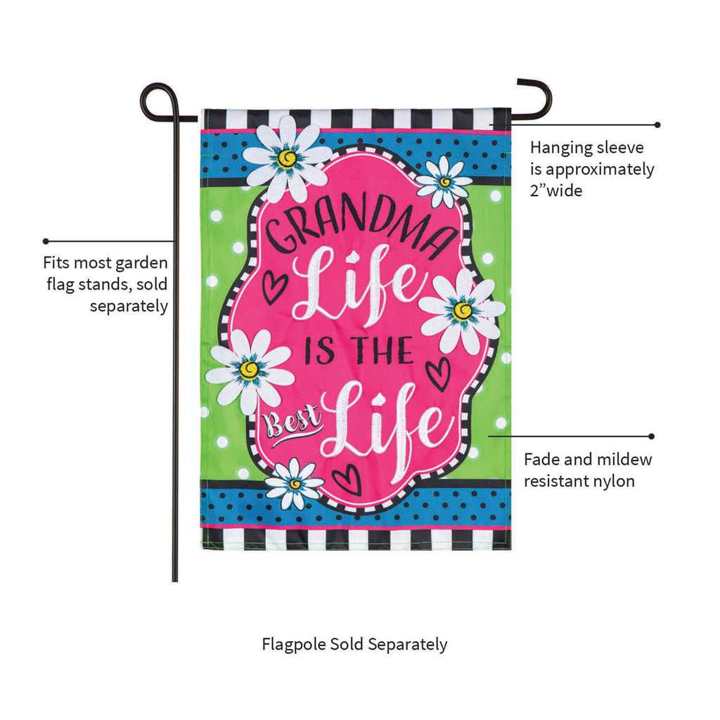 Grandma Life Applique Garden Flag