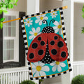 Ladybug with Daisies House Applique Flag